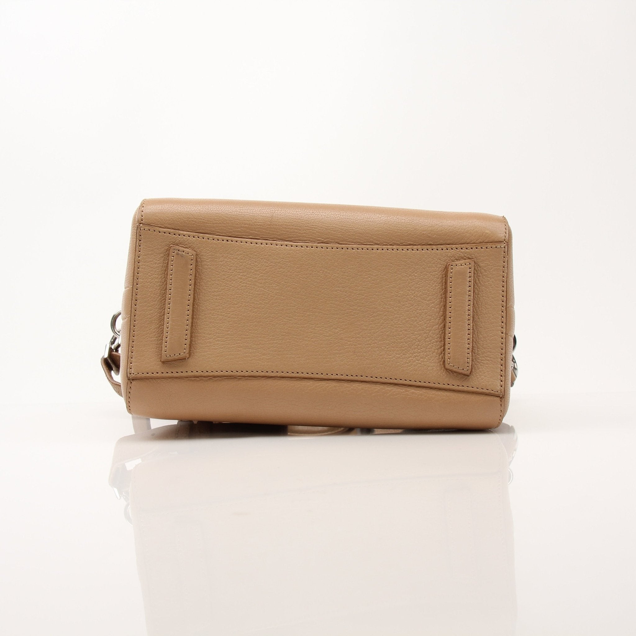 Givenchy brown Antigona Mini handbag with top handle and gold hardware, featuring soft leather and structured design.