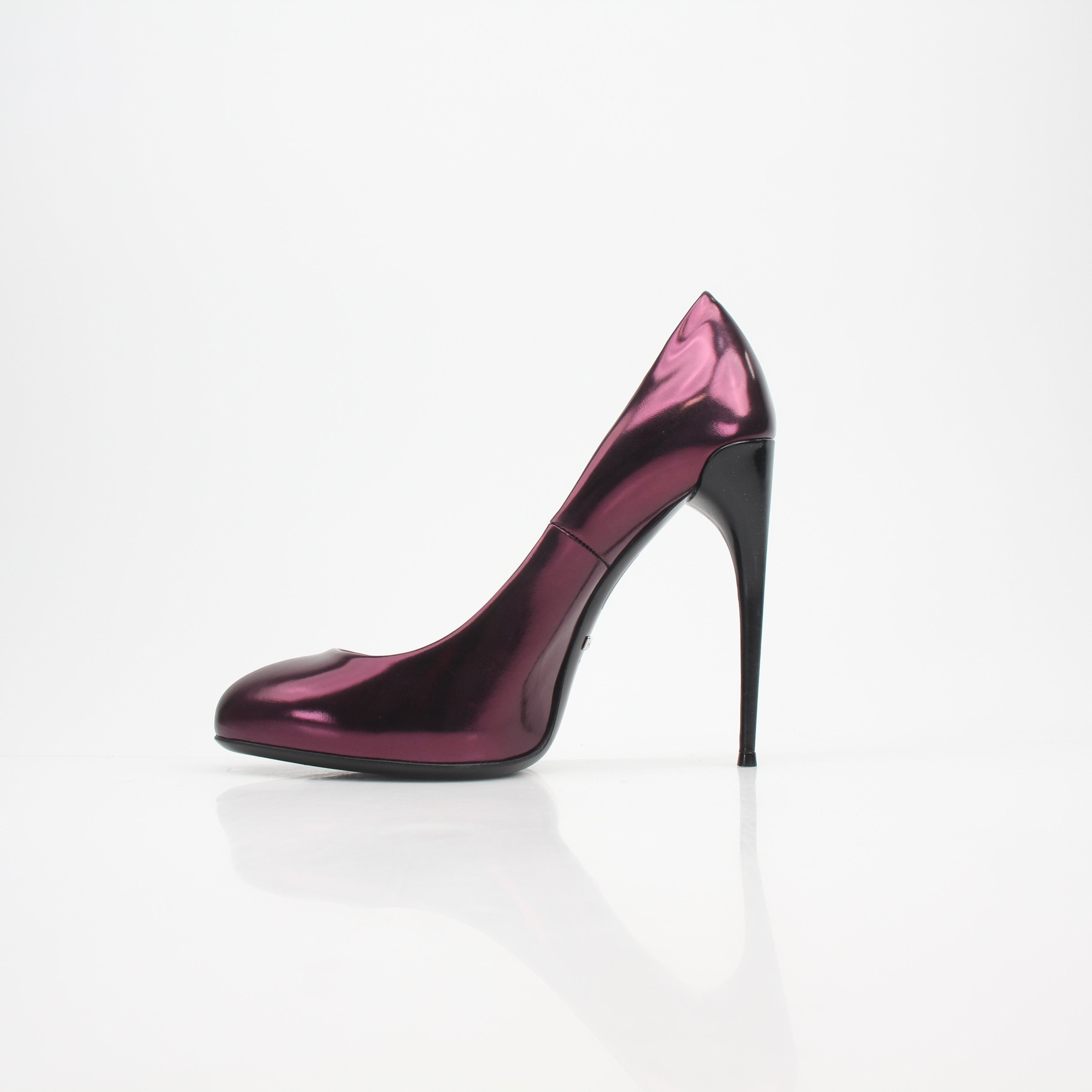 Gucci Metallic Burgundy Leather Platform Pumps