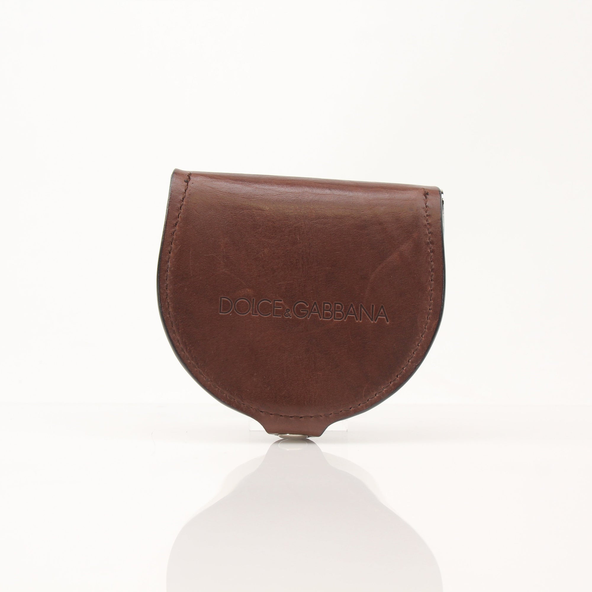 Gold & Beyond Dolce & Gabbana leather coin pouch wallet with compact design and gold-tone accents, suitable for accessories.