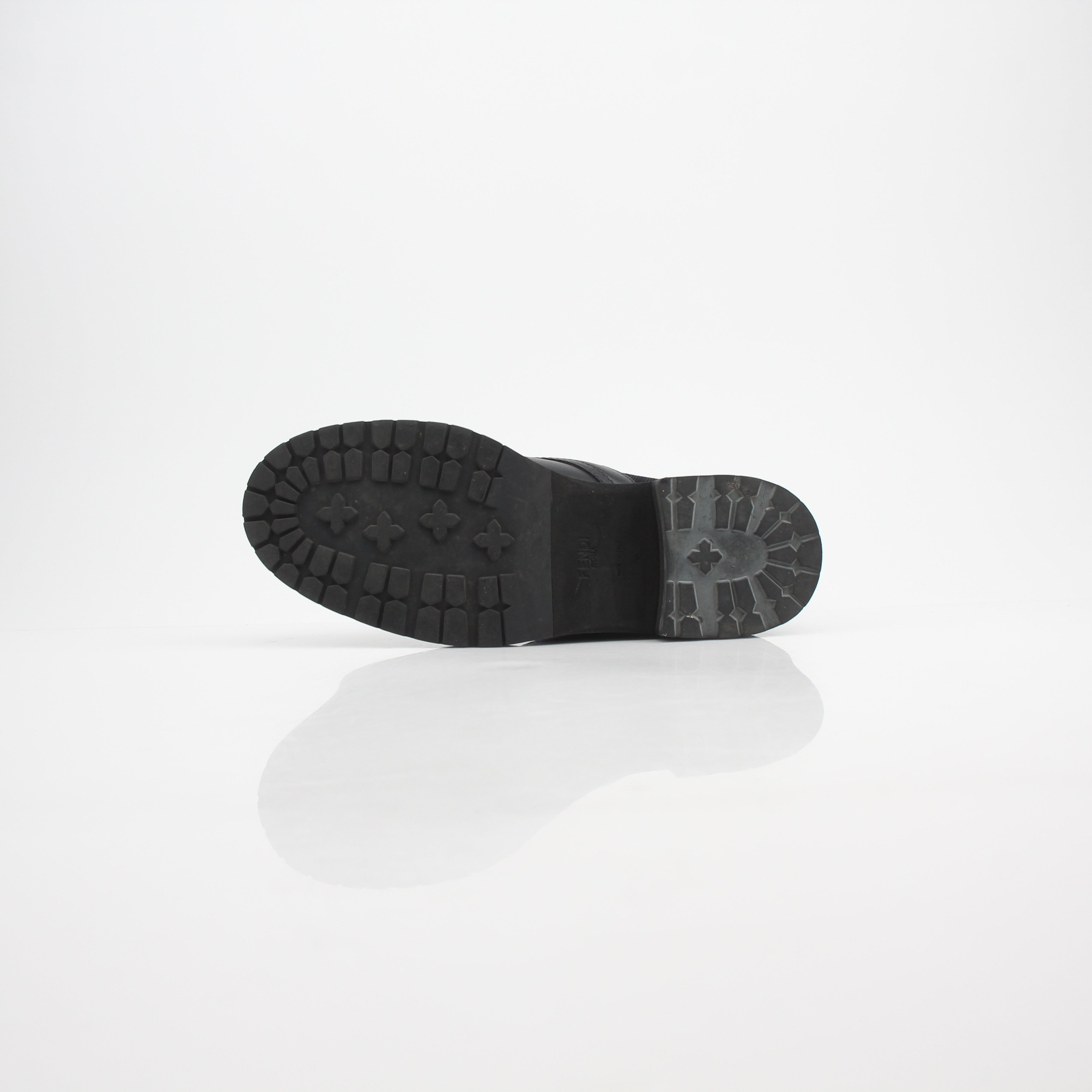 Fendi Rockoko Leather & Knit Combat Boots