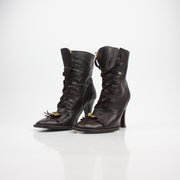 Dolce & Gabbana Fringe-Trim Leather Lace-Up Boots