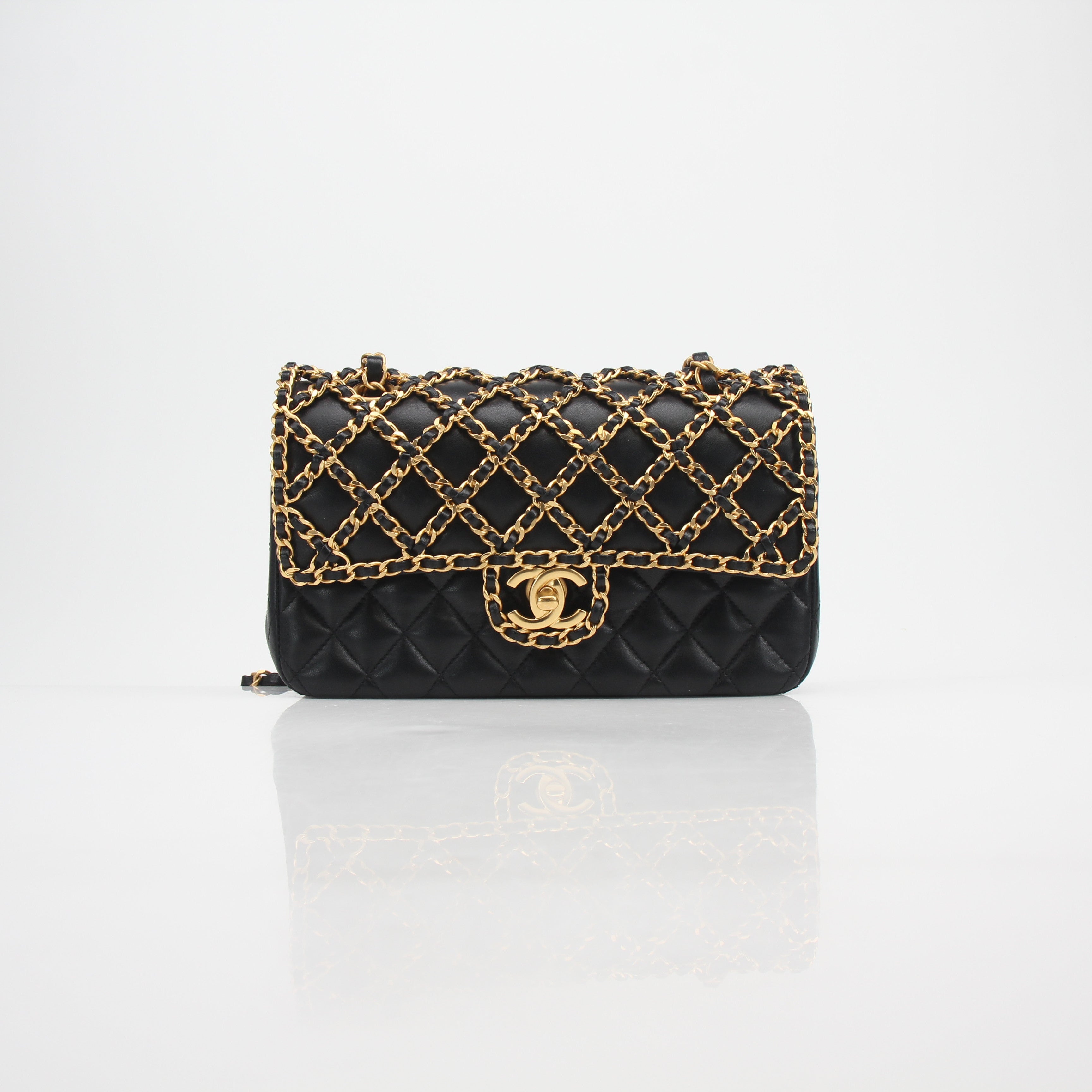 Chanel Timeless Classic Chained Black Lambskin Double Flap Bag