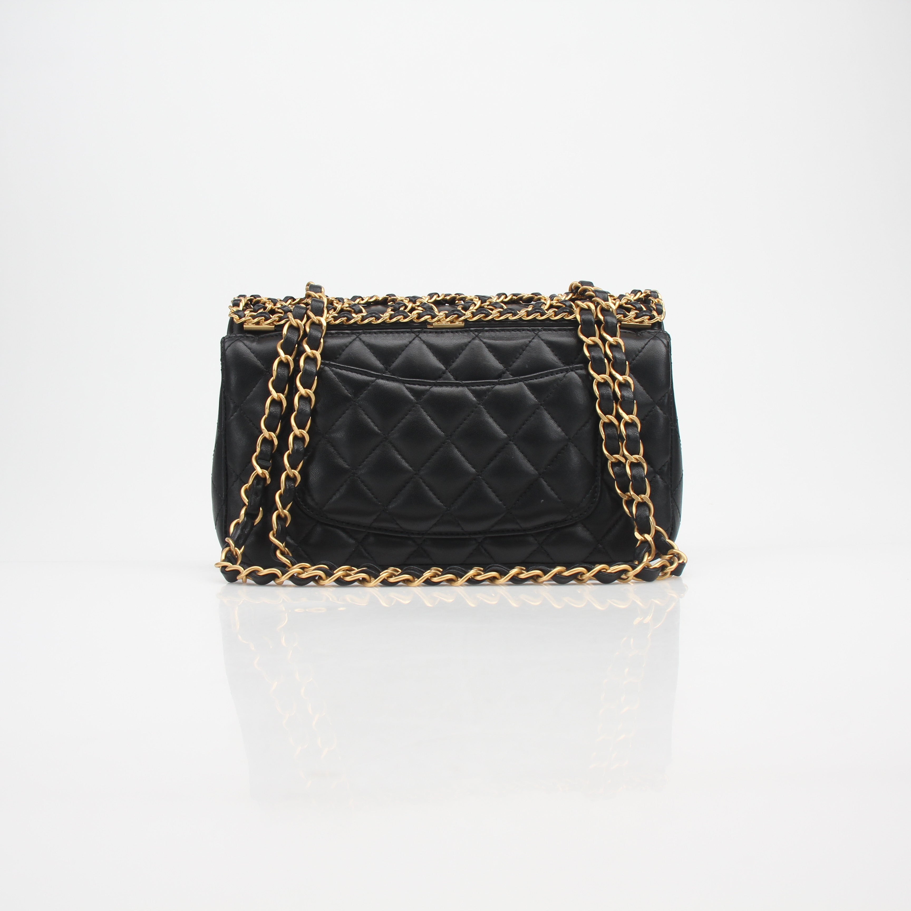 Chanel Timeless Classic Chained Black Lambskin Double Flap Bag