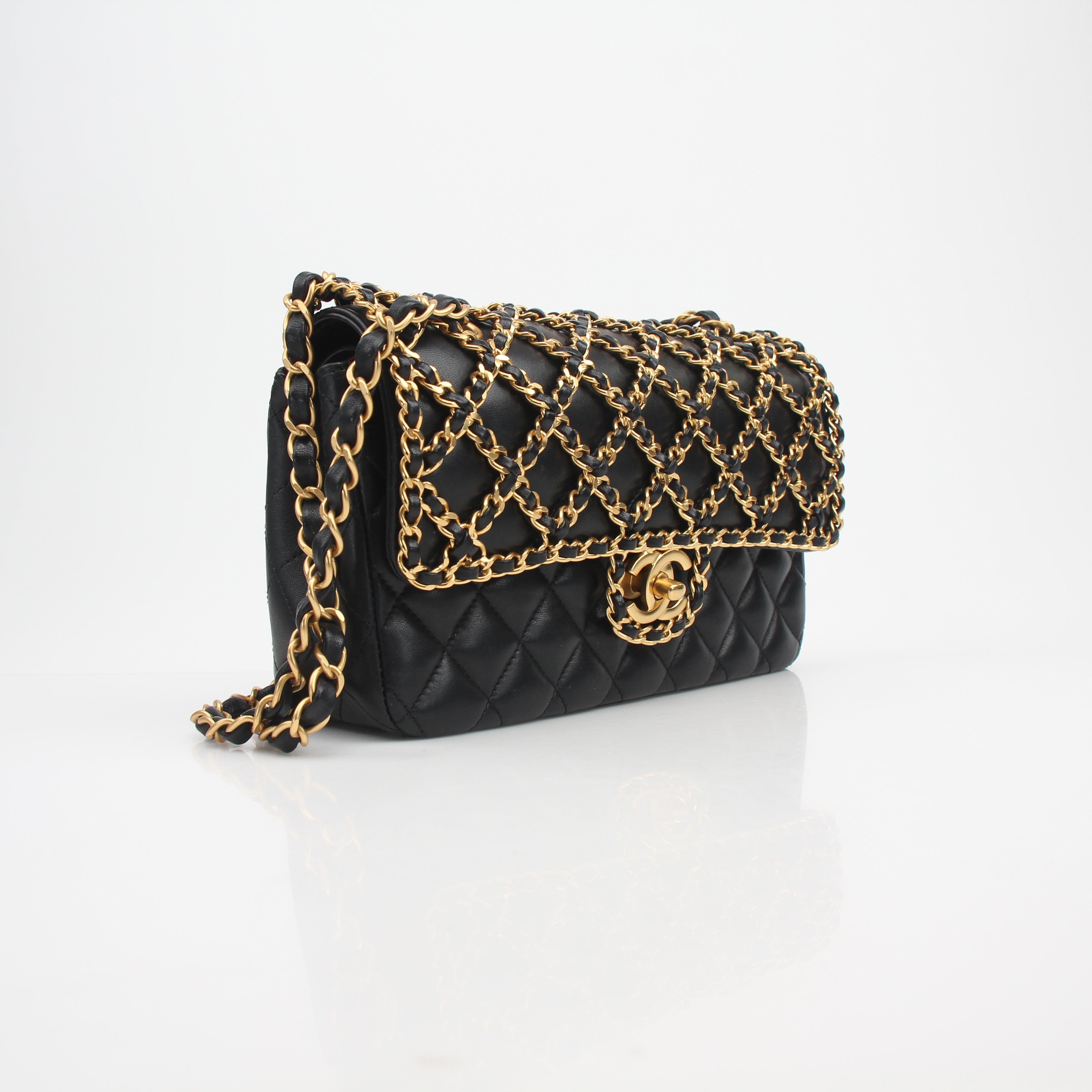 Chanel Timeless Classic Chained Black Lambskin Double Flap Bag