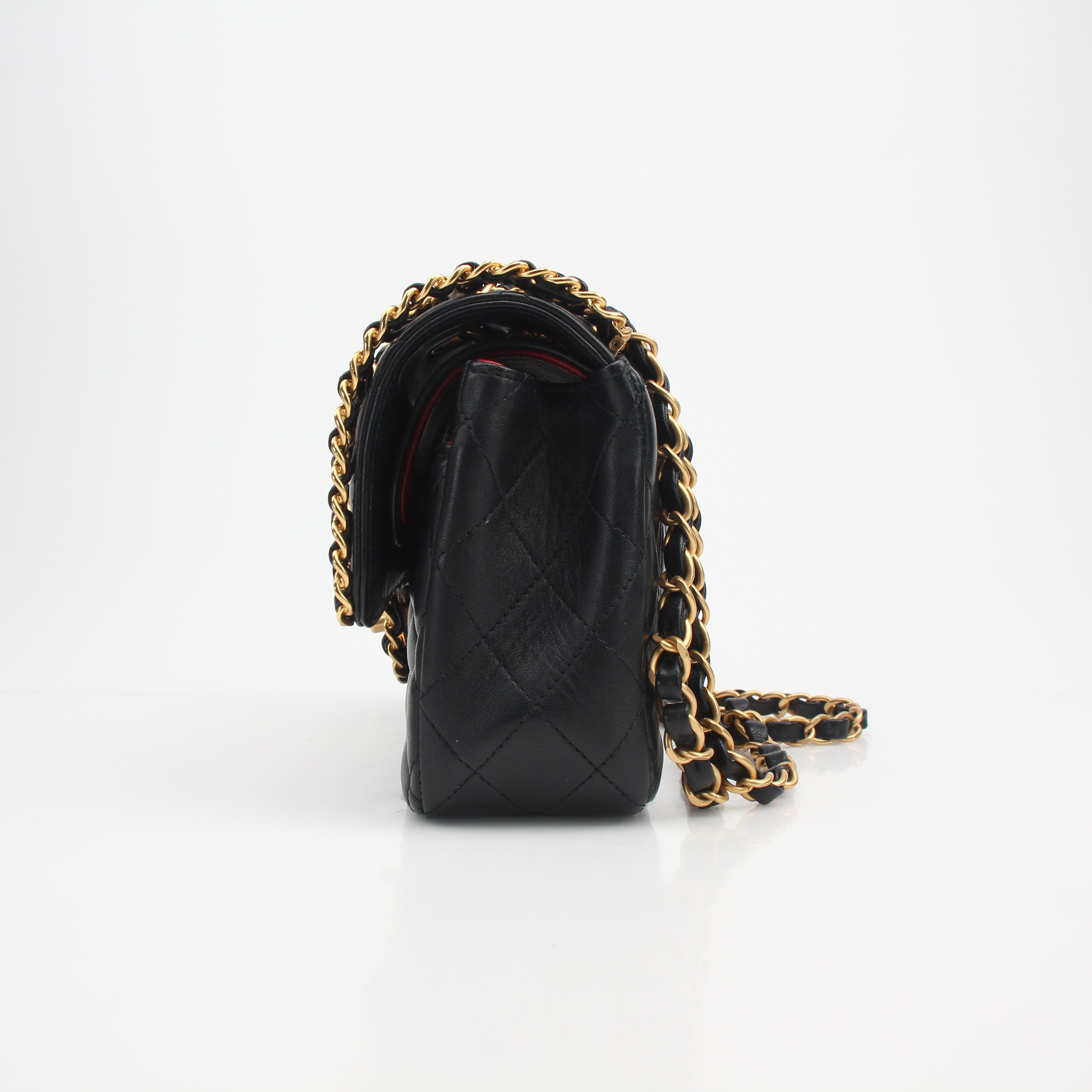 Chanel Timeless Classic Chained Black Lambskin Double Flap Bag