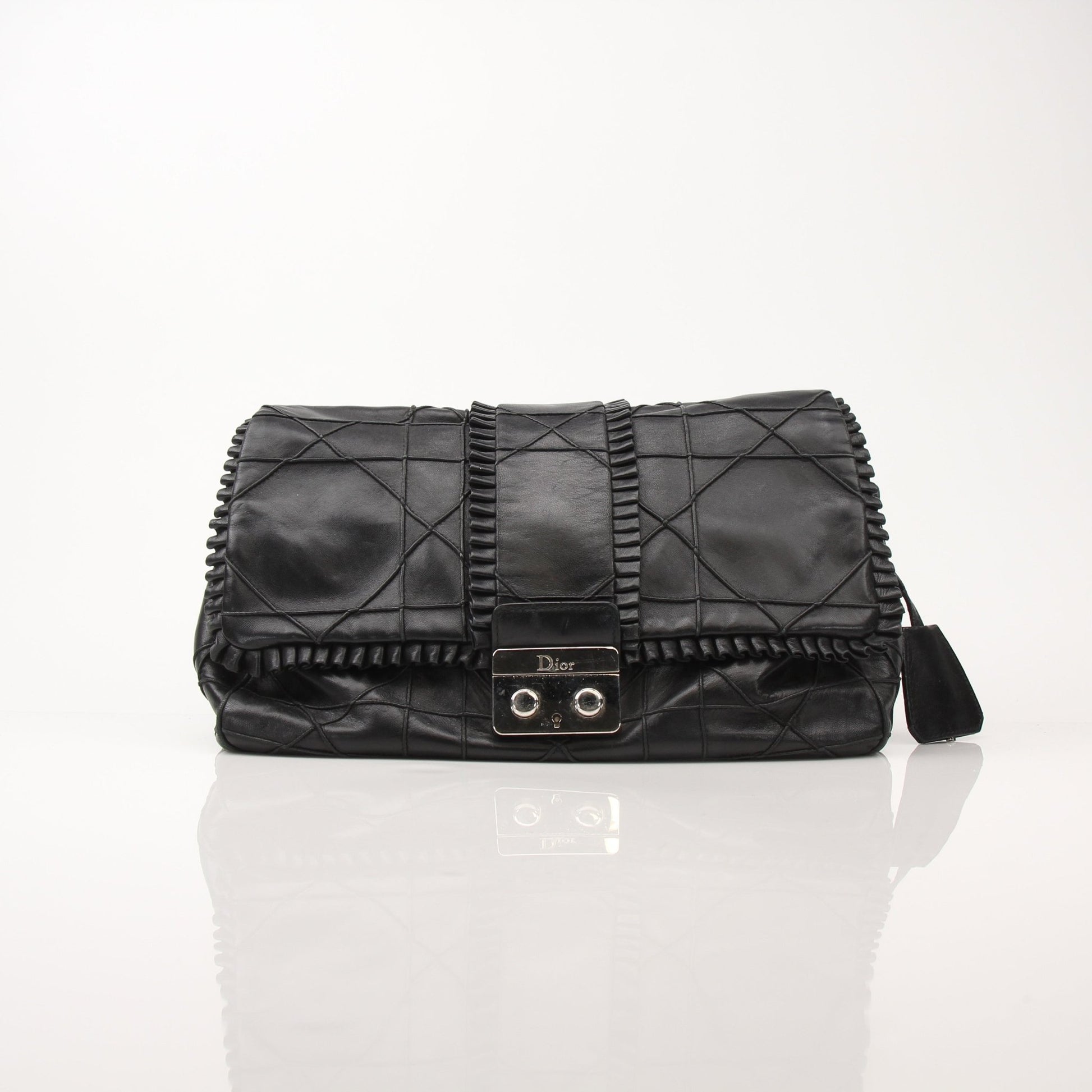 Christian Dior New Lock Ruffle Handbag by Gold & Beyond, featuring ruffle details and a secure lock closure.