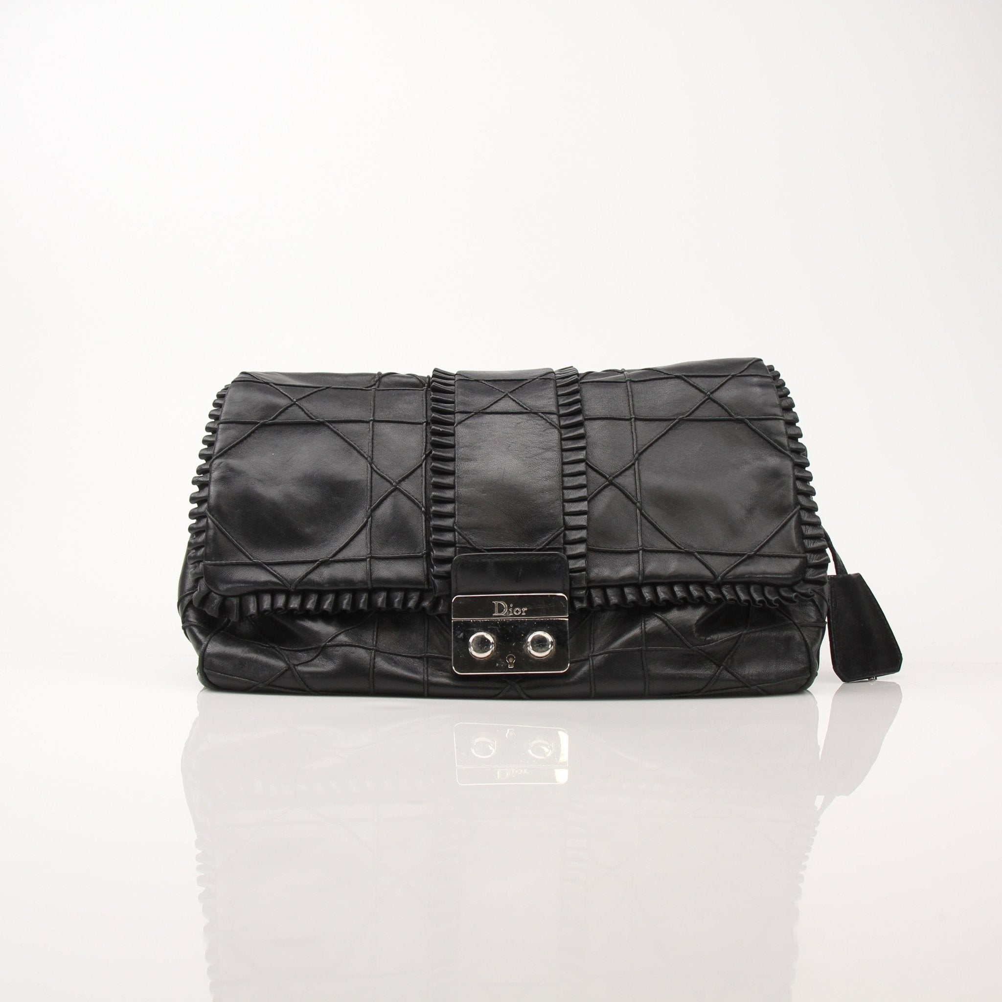 Christian Dior New Lock Ruffle Handbag by Gold & Beyond, featuring ruffle details and a secure lock closure.