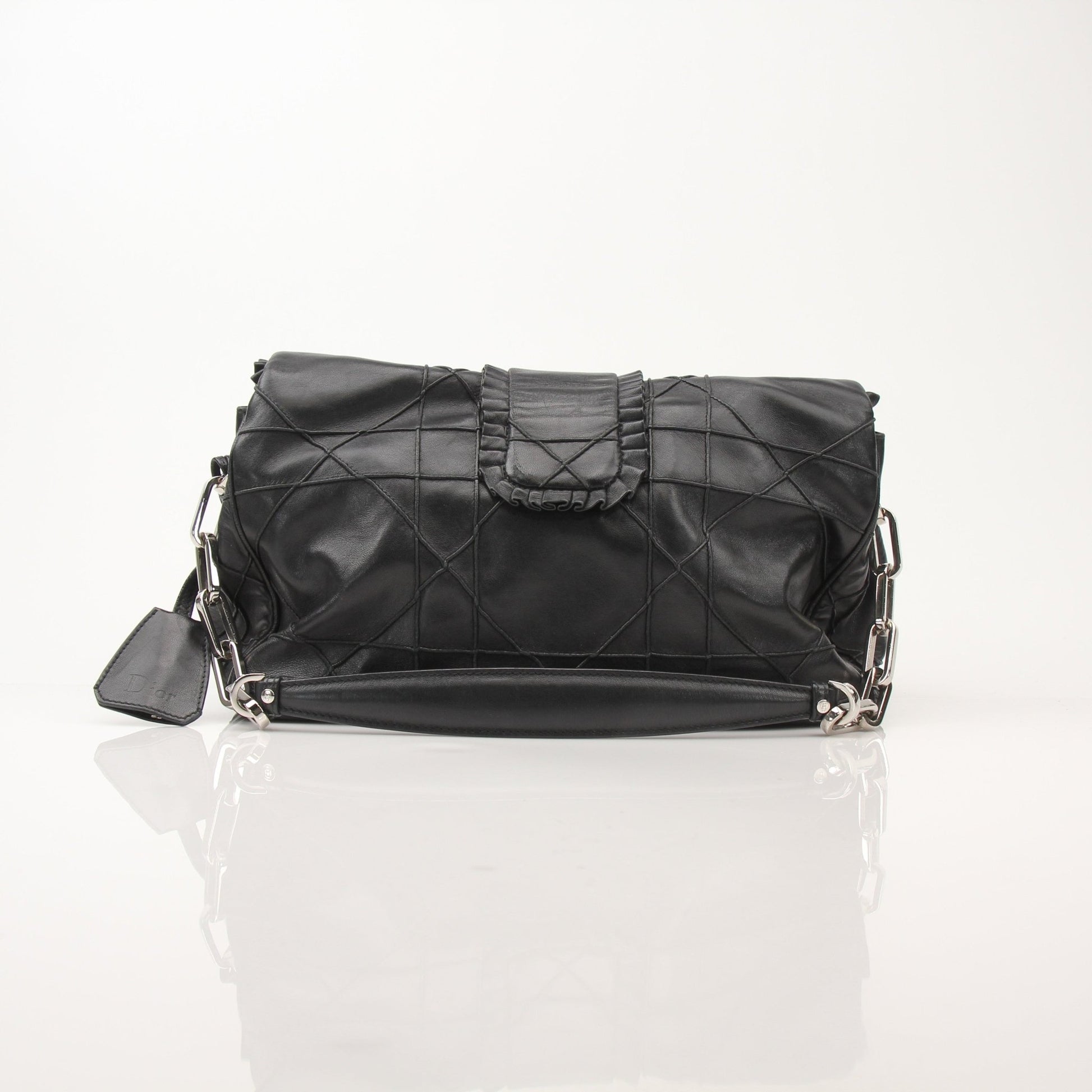 Christian Dior New Lock Ruffle Bag handbag with gold hardware and ruffle design, featuring a structured shape and elegant style.
