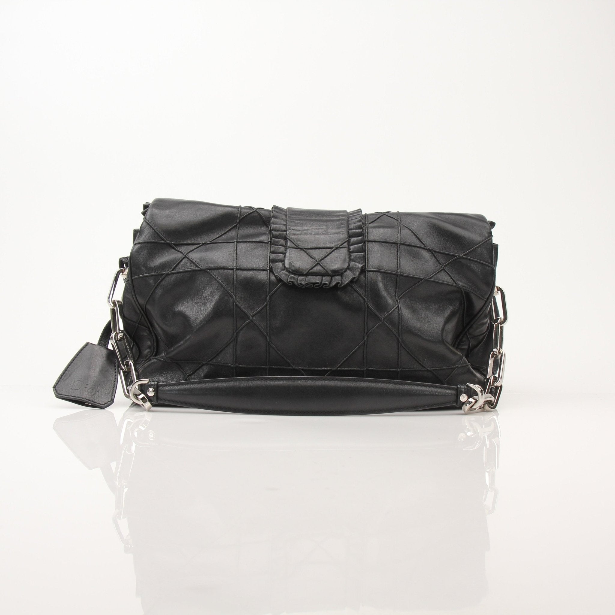 Christian Dior New Lock Ruffle Bag handbag with gold hardware and ruffle design, featuring a structured shape and elegant style.