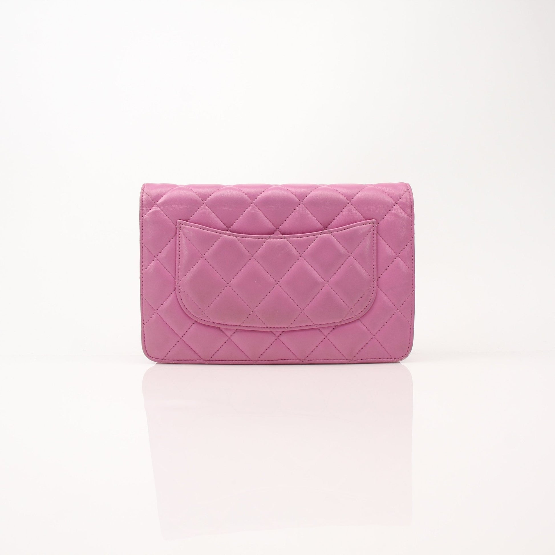 Light purple Chanel wallet on chain by Gold & Beyond, featuring a sleek leather design with gold-tone hardware.