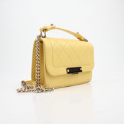 Chanel Yellow Quilted Calfskin Top Handle Flap Shoulder Bag