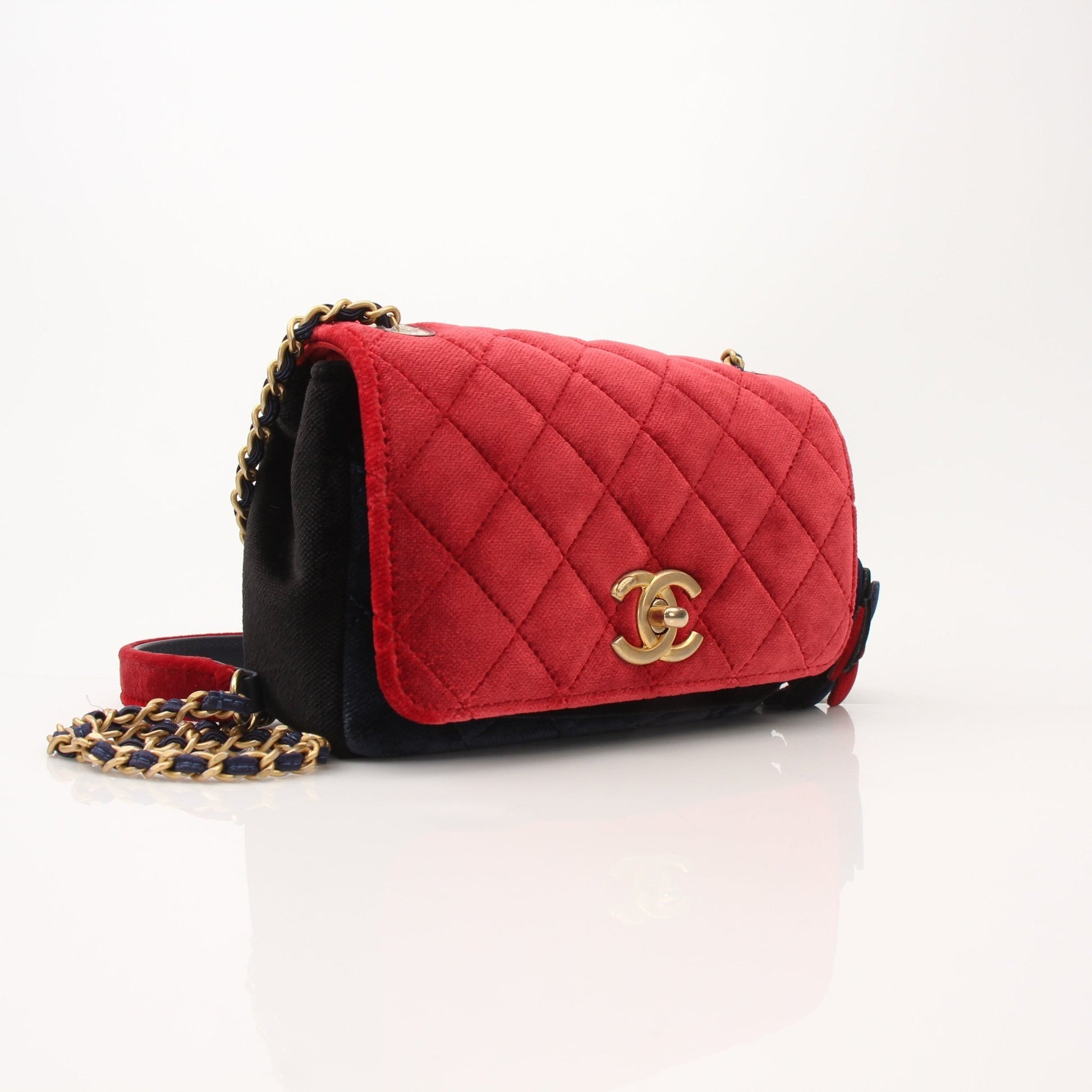 Gold & Beyond Chanel Private Affair Camellia Mini Square Flap Bag handbag with gold hardware and floral design.