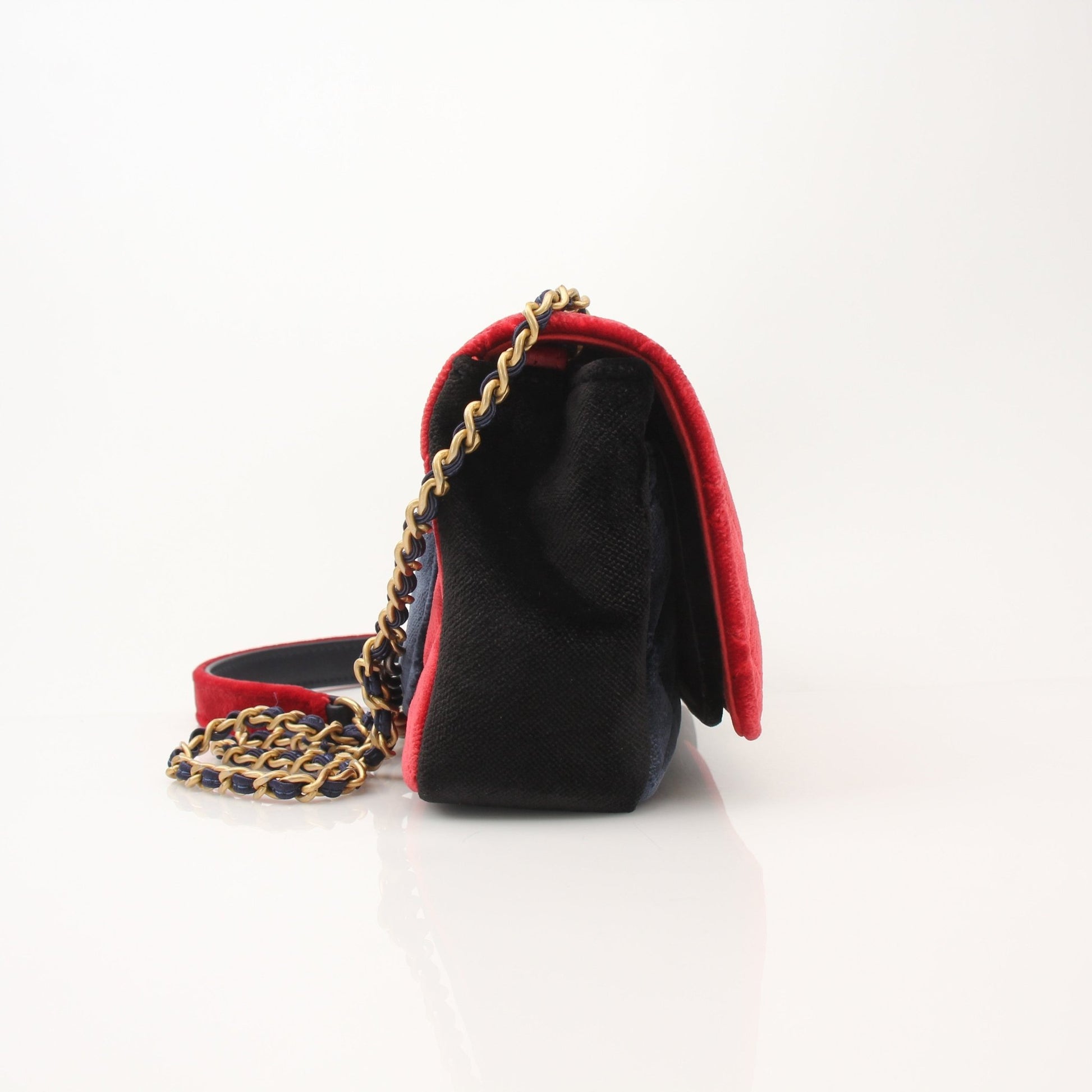 Gold & Beyond Chanel Private Affair Camellia Mini Square Flap Bag handbag with gold hardware and floral design.
