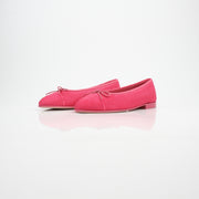 Chanel Pink Corduroy CC Bow Ballerina Flats