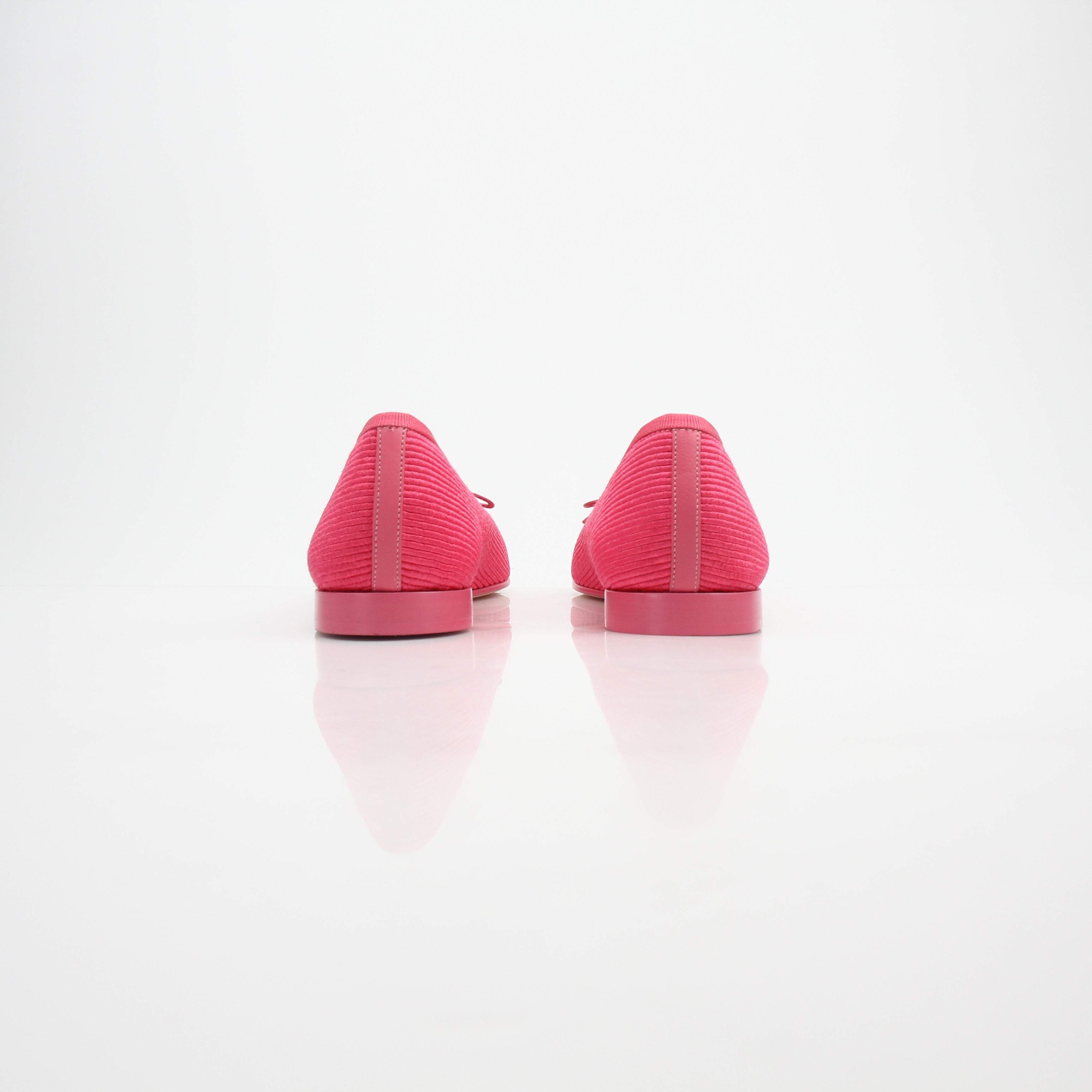 Chanel Pink Corduroy CC Bow Ballerina Flats