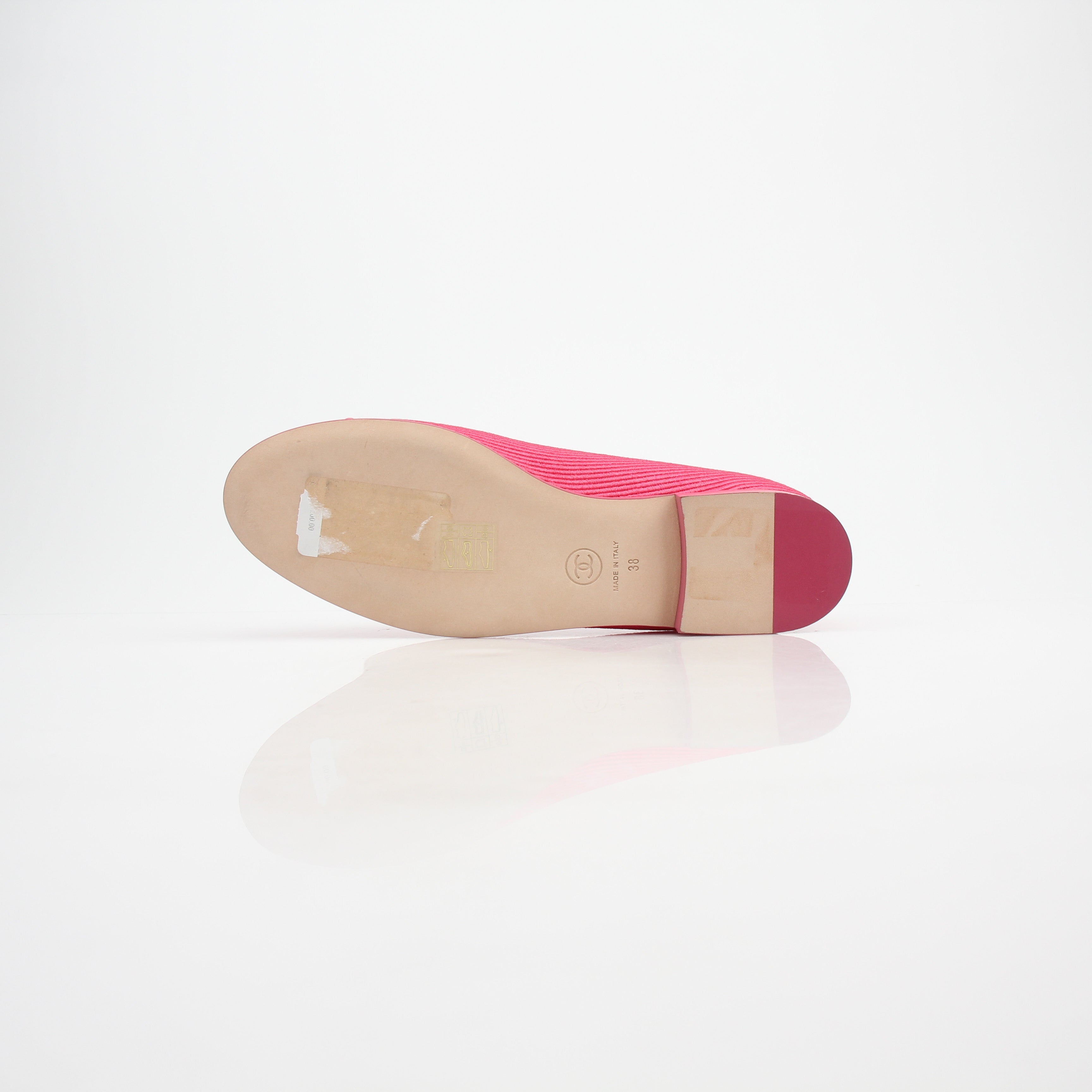 Chanel Pink Corduroy CC Bow Ballerina Flats