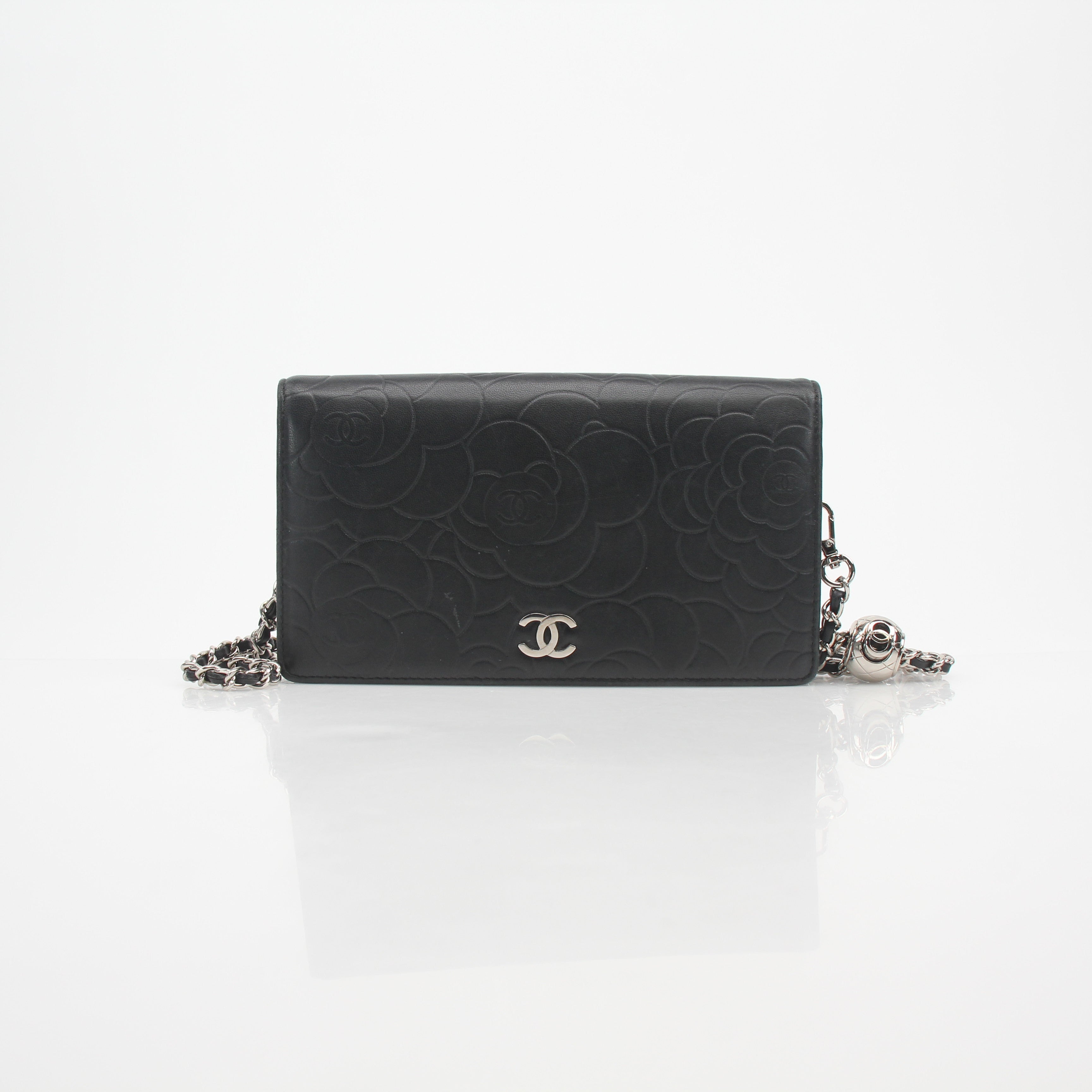 Chanel Camellia Embossed Wallet on Chain Bag