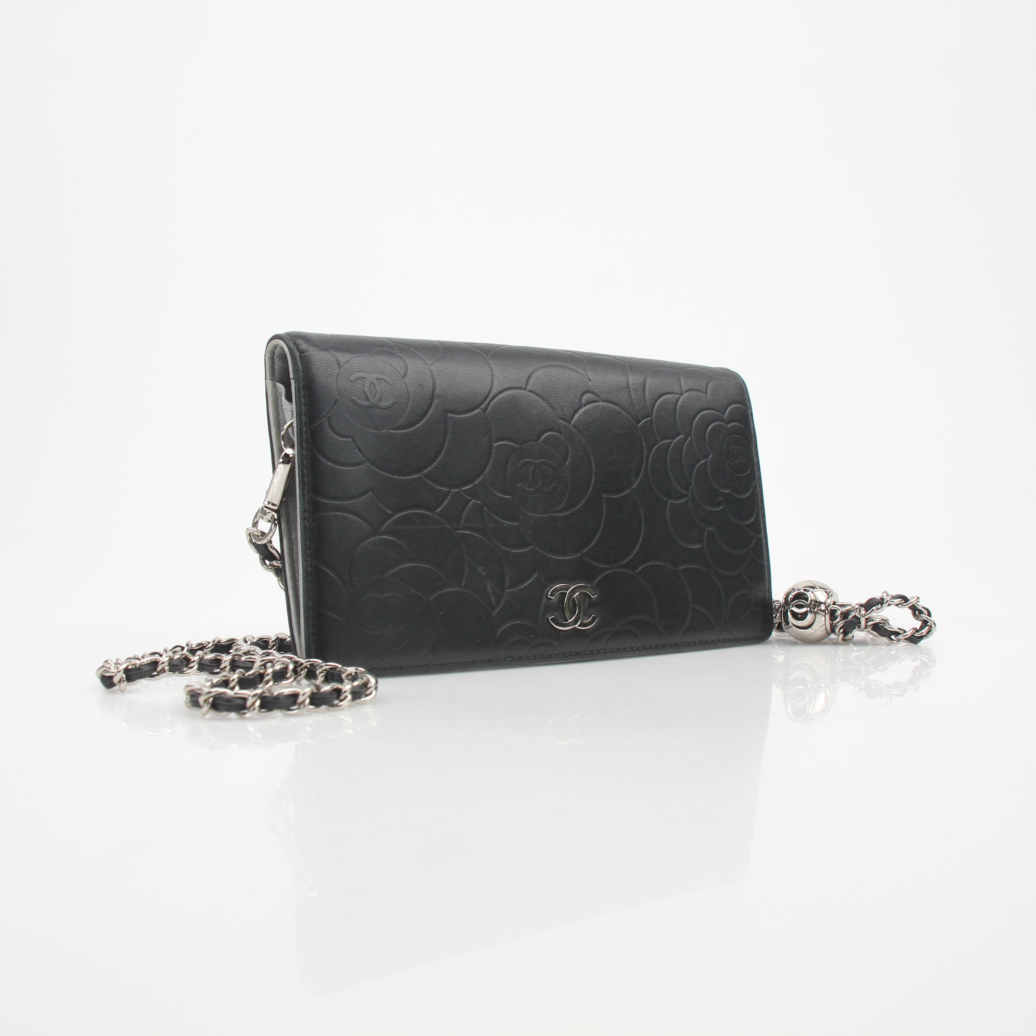Chanel Camellia Embossed Wallet on Chain Bag