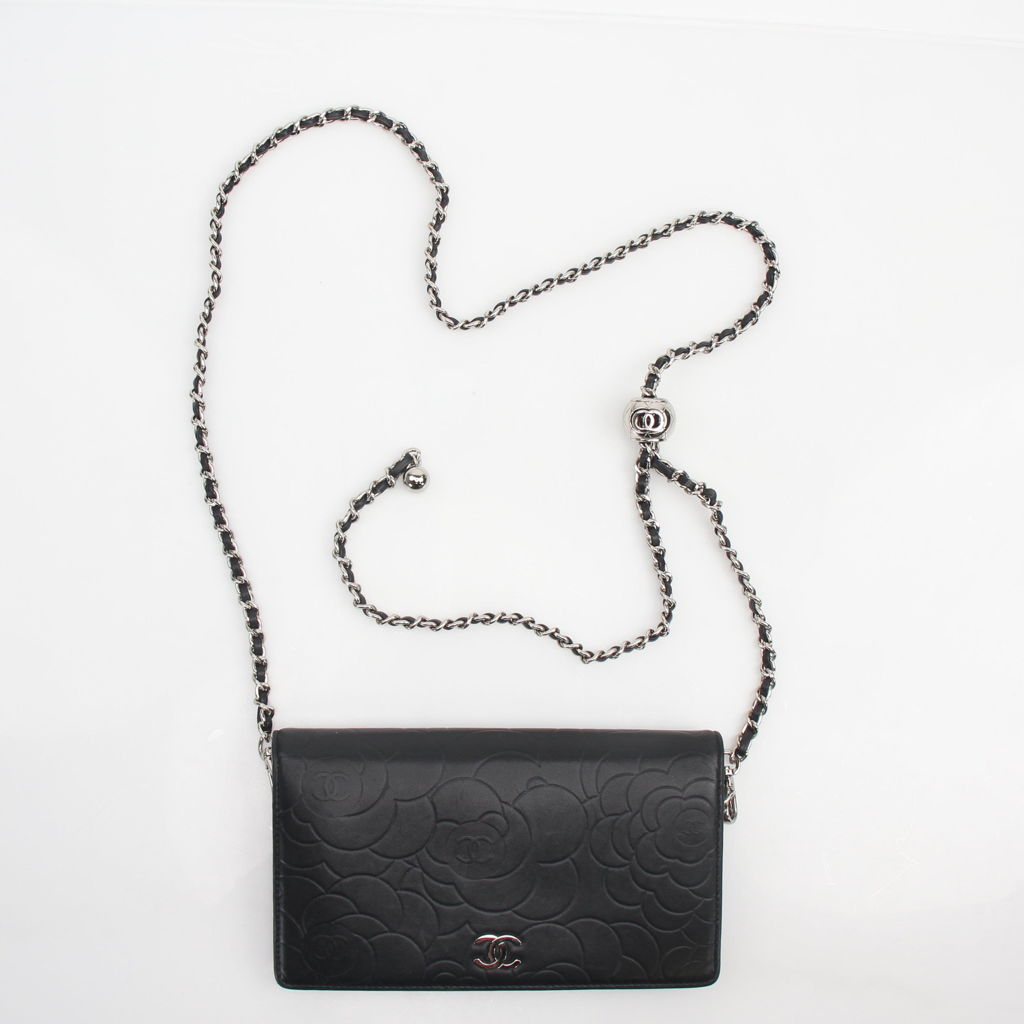 Chanel Camellia Embossed Wallet on Chain Bag