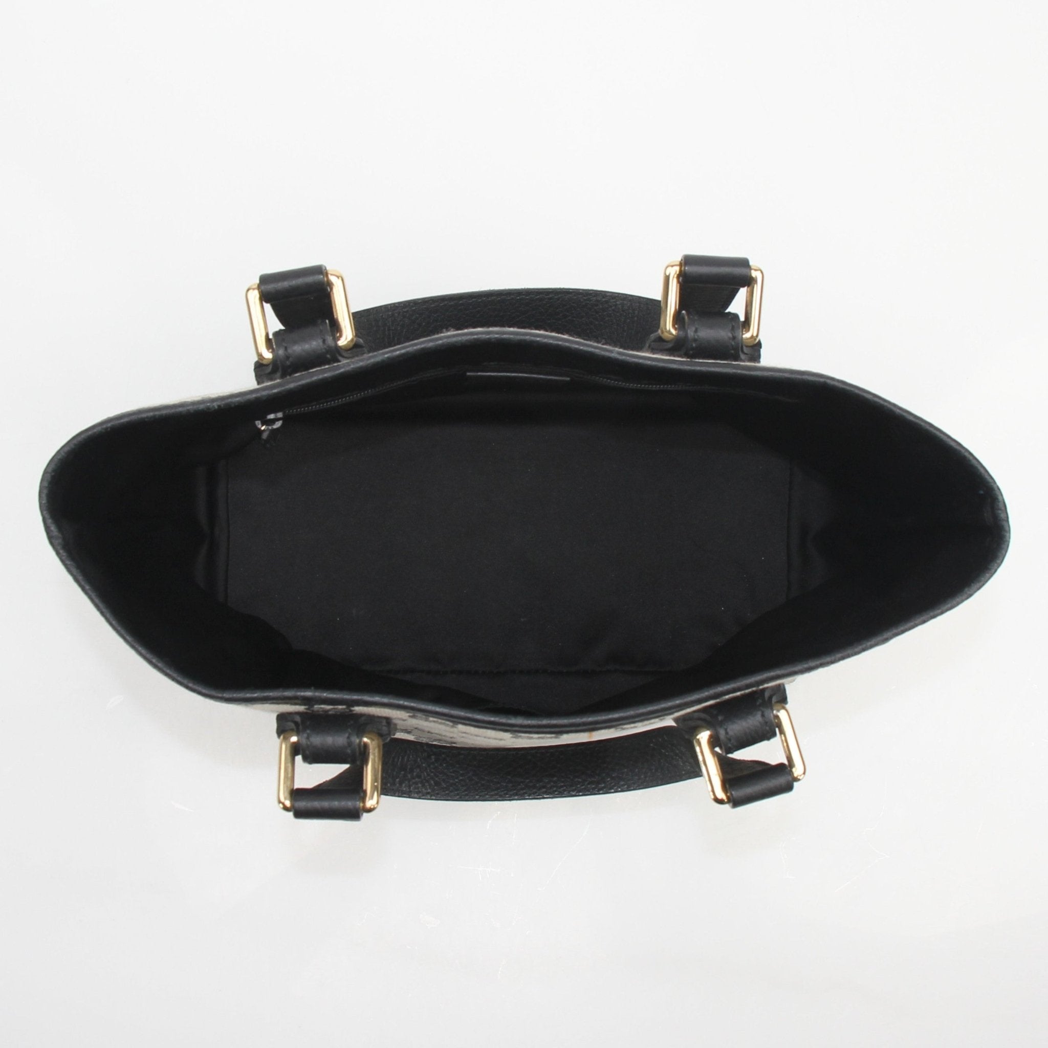 Gucci GG Canvas Mini Tote Bag handbag with gold hardware and leather accents, compact and stylish for daily use.