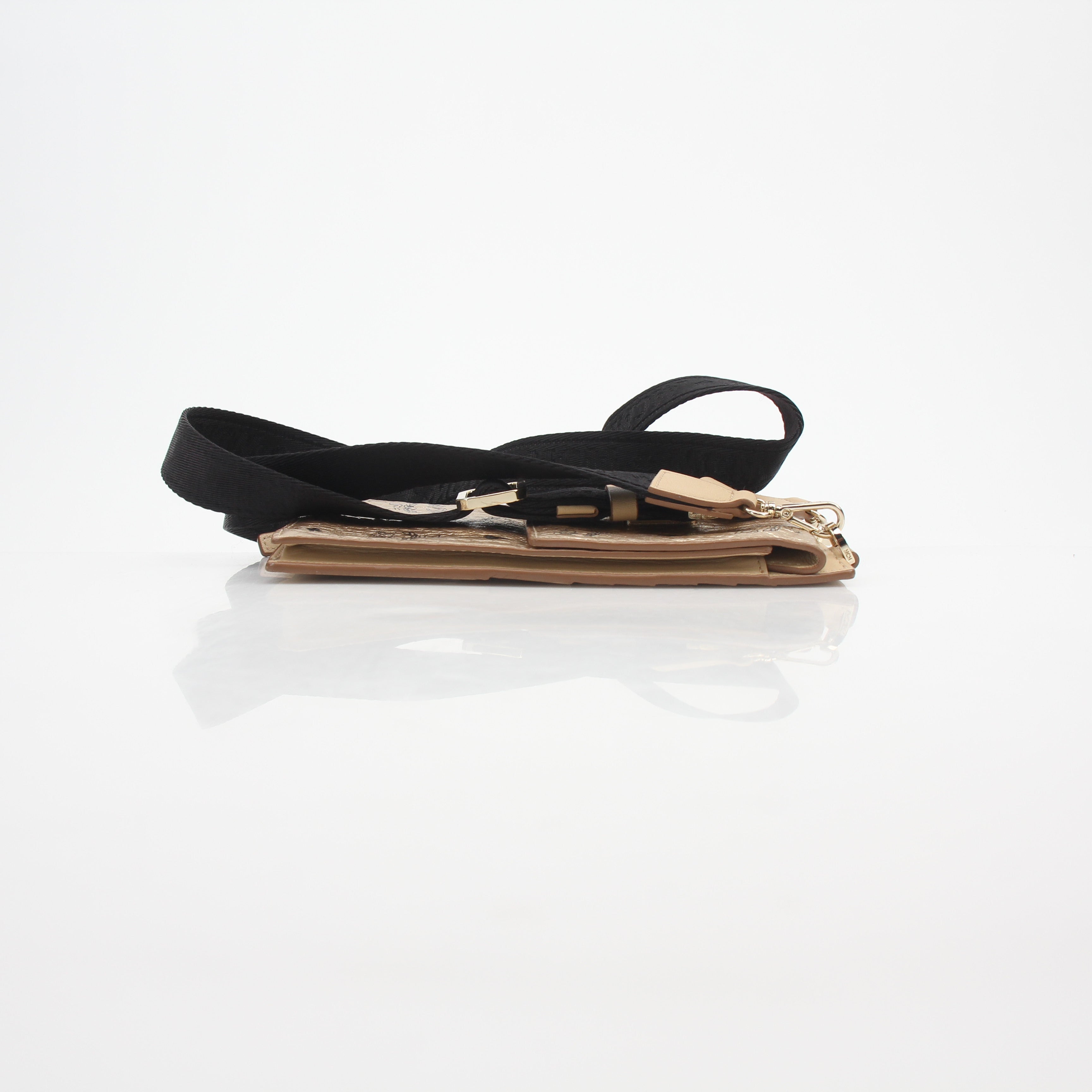 MCM Metallic Gold Visetos Crossbody Phone Case