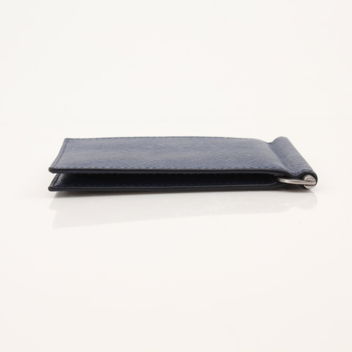 Prada Saffiano leather money clip wallet with sleek design and gold-tone clip, crafted by Gold & Beyond.