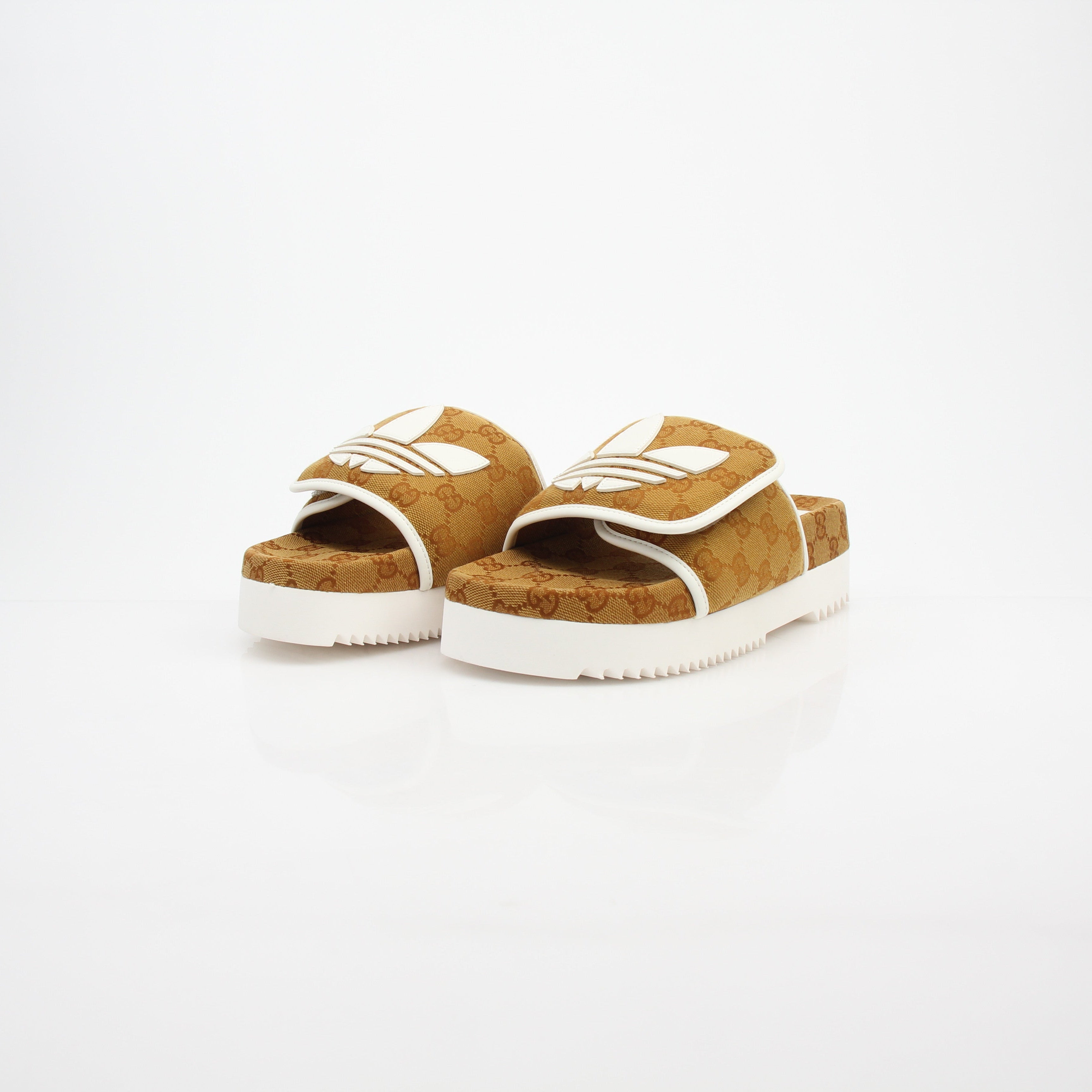 Gucci x Adidas GG Canvas Trefoil Platform Slide Sandals