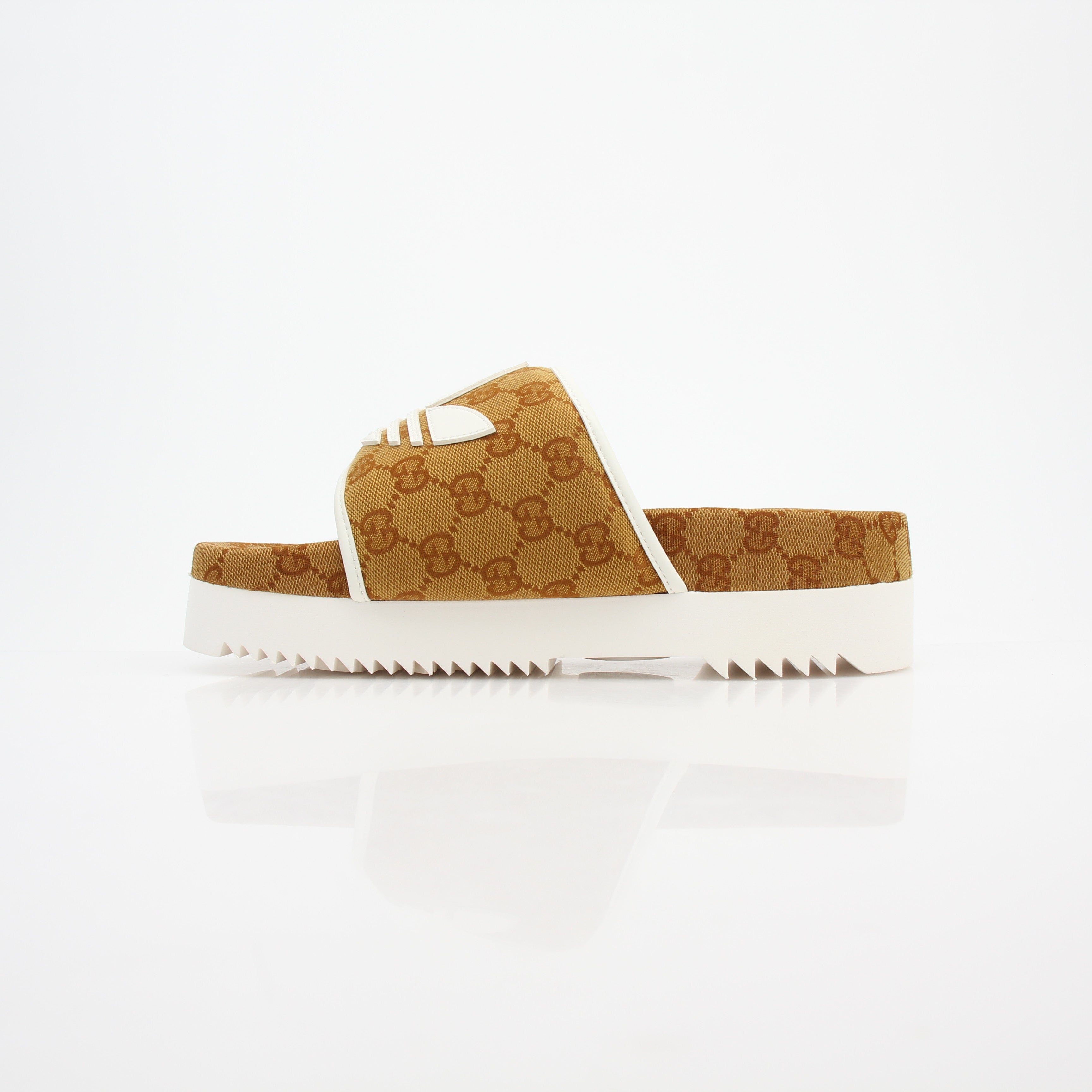 Gucci x Adidas GG Canvas Trefoil Platform Slide Sandals