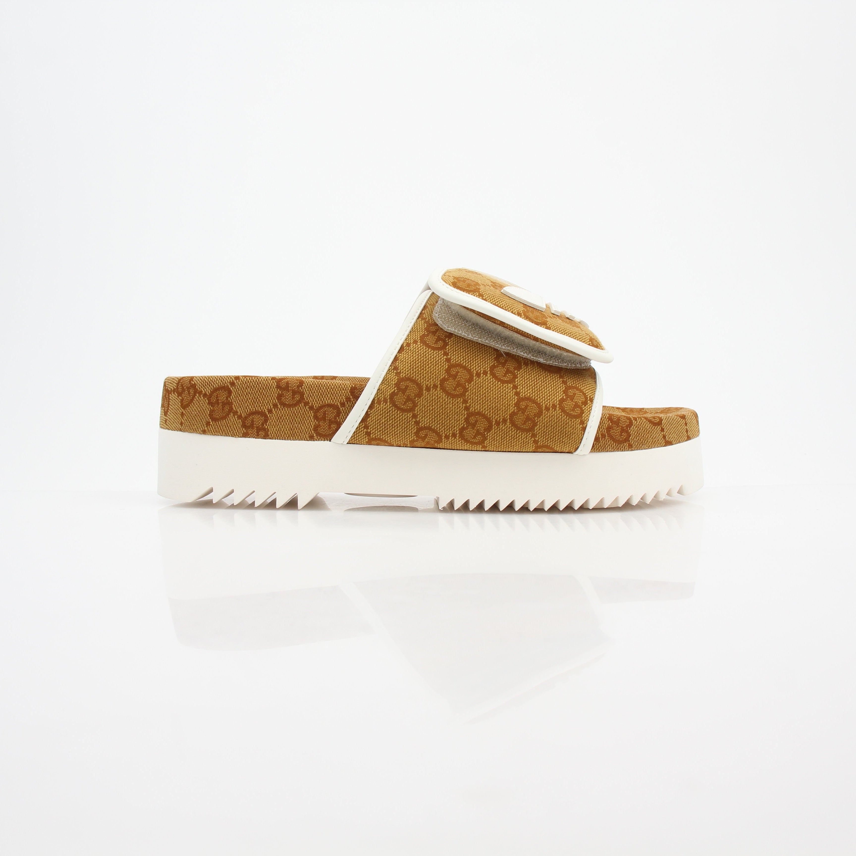 Gucci x Adidas GG Canvas Trefoil Platform Slide Sandals
