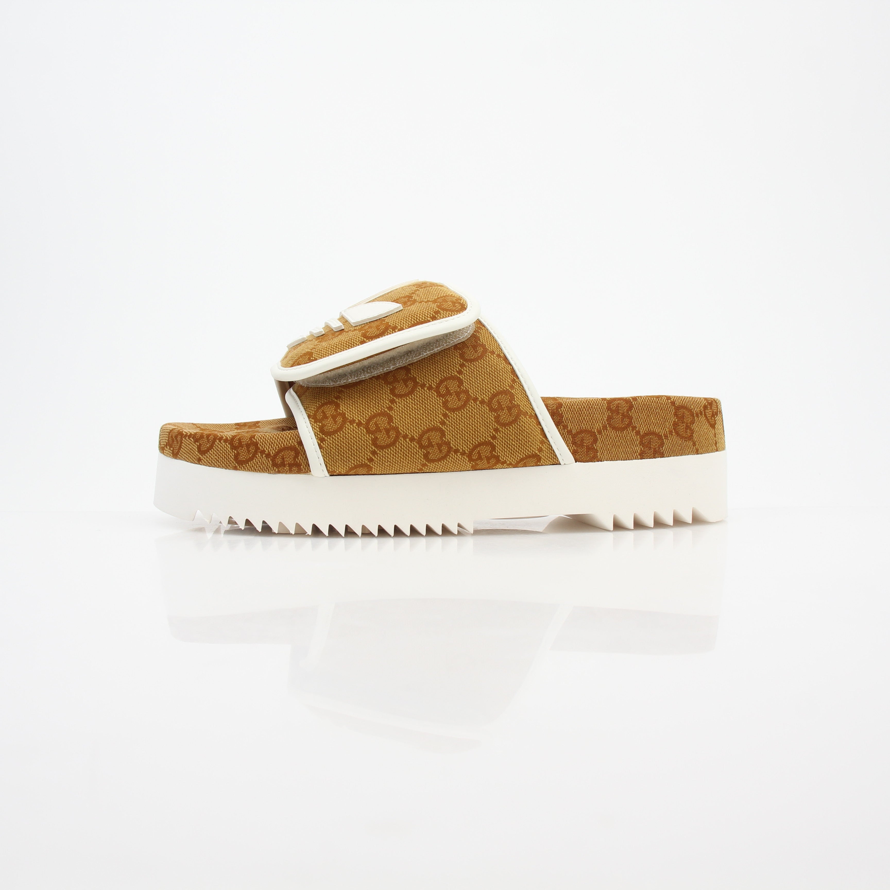 Gucci x Adidas GG Canvas Trefoil Platform Slide Sandals
