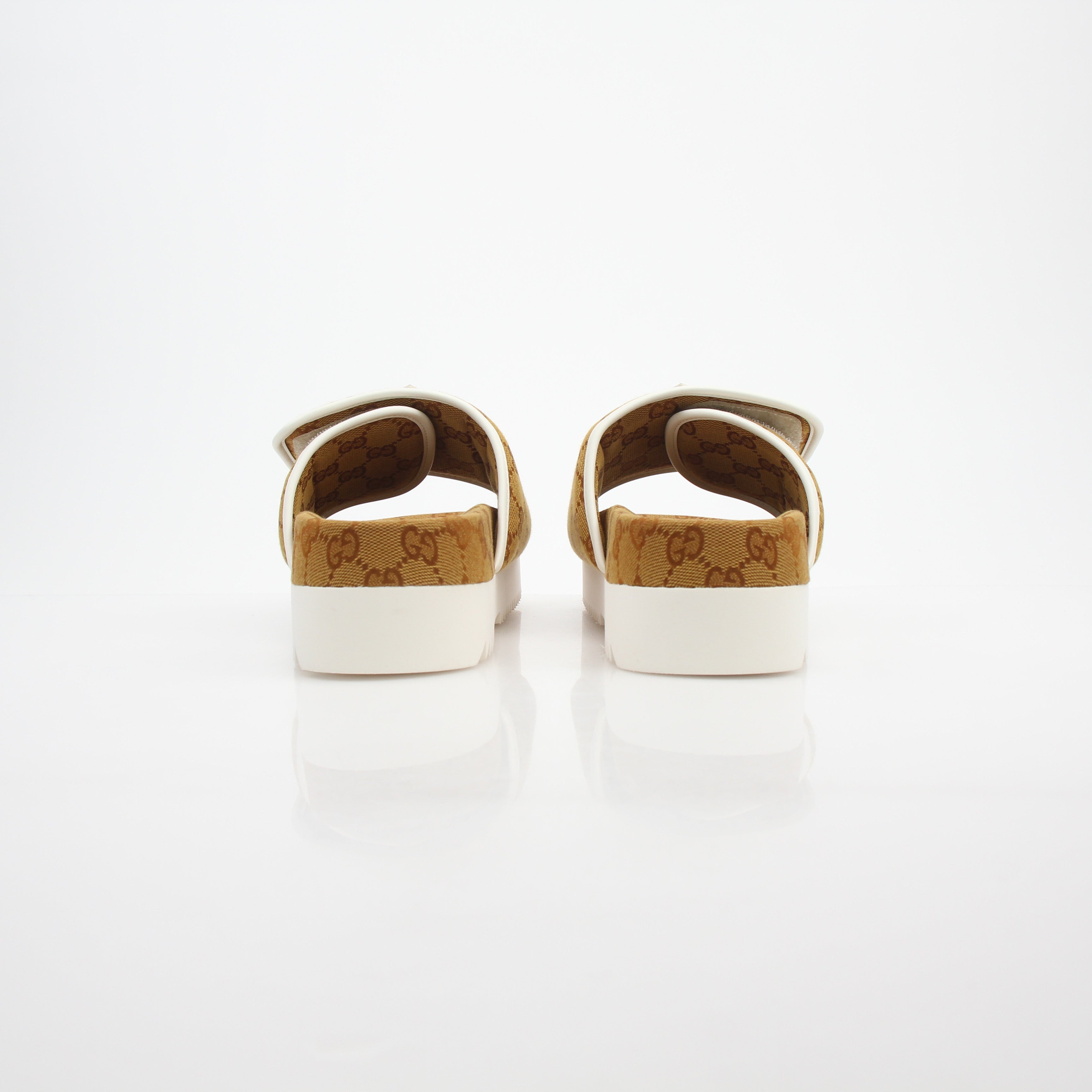 Gucci x Adidas GG Canvas Trefoil Platform Slide Sandals