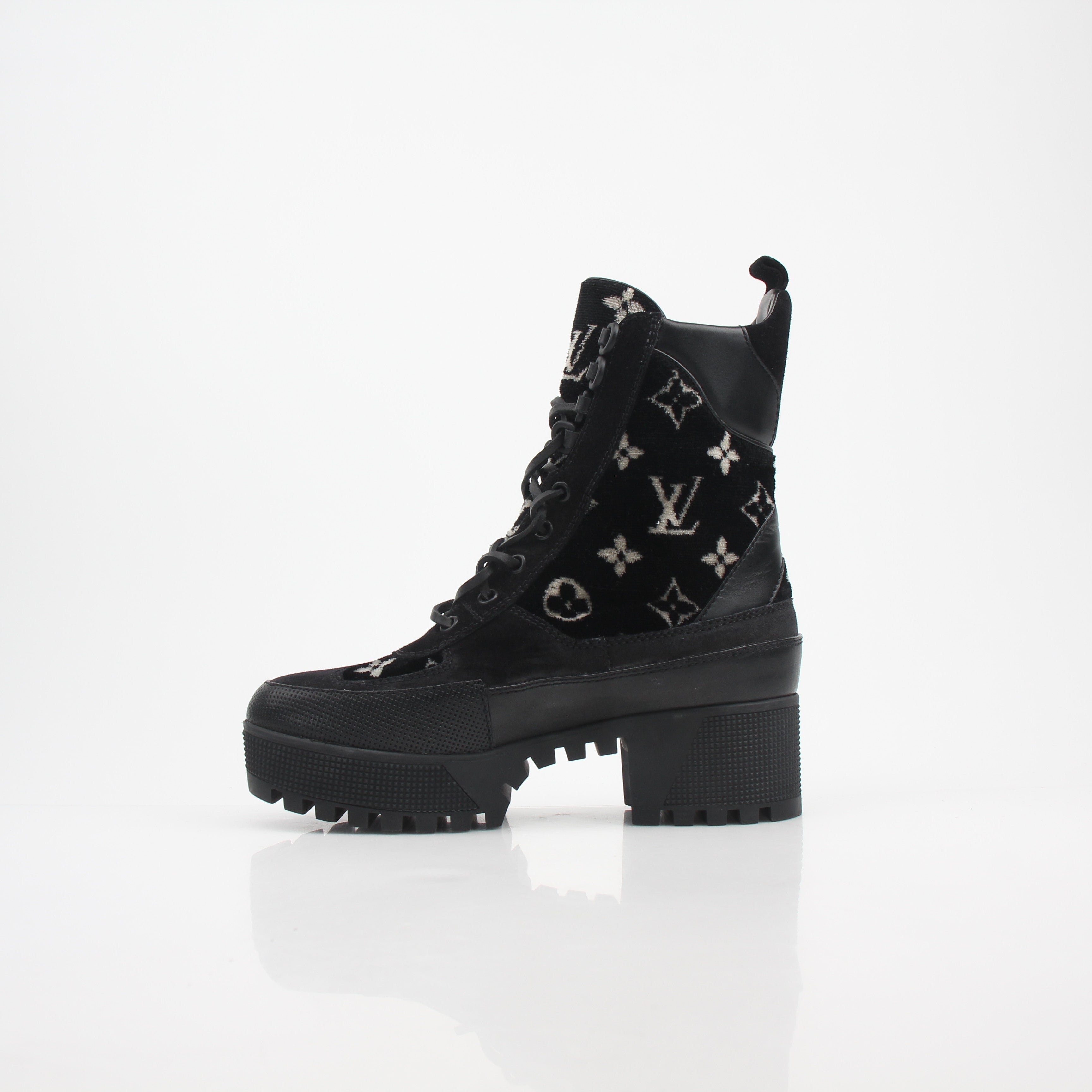 Louis Vuitton Women’s Monogram Velvet Laureate Platform Desert Boots