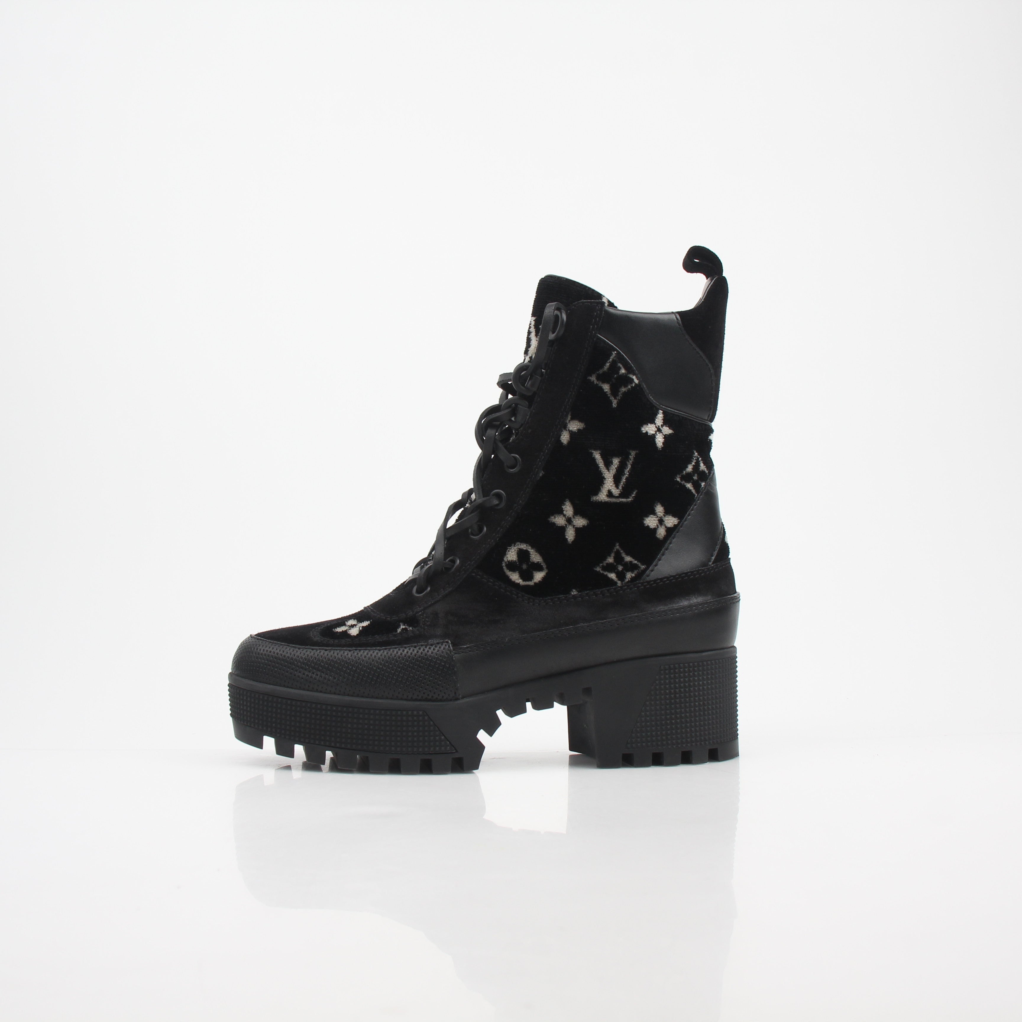 Louis Vuitton Women’s Monogram Velvet Laureate Platform Desert Boots