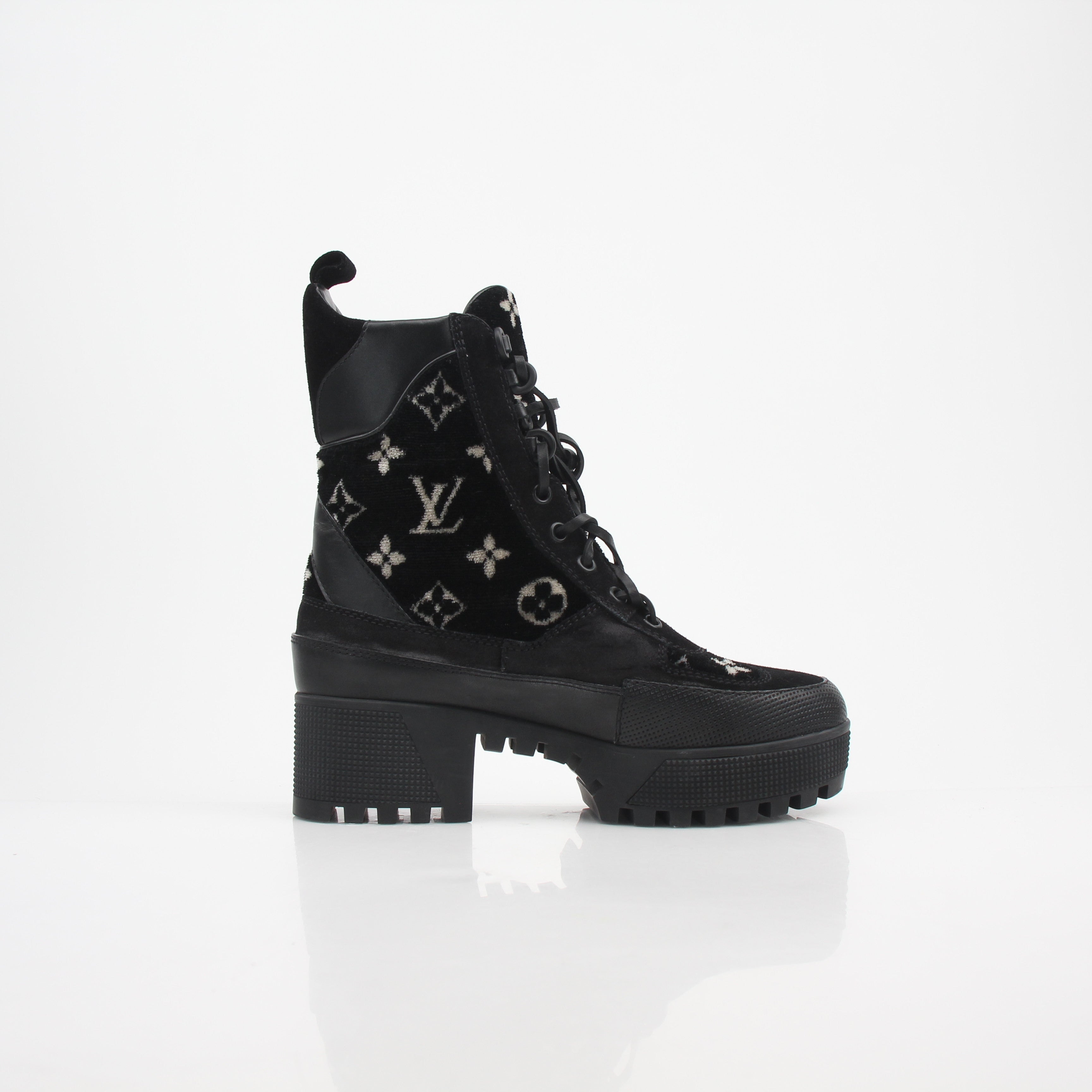 Louis Vuitton Women’s Monogram Velvet Laureate Platform Desert Boots