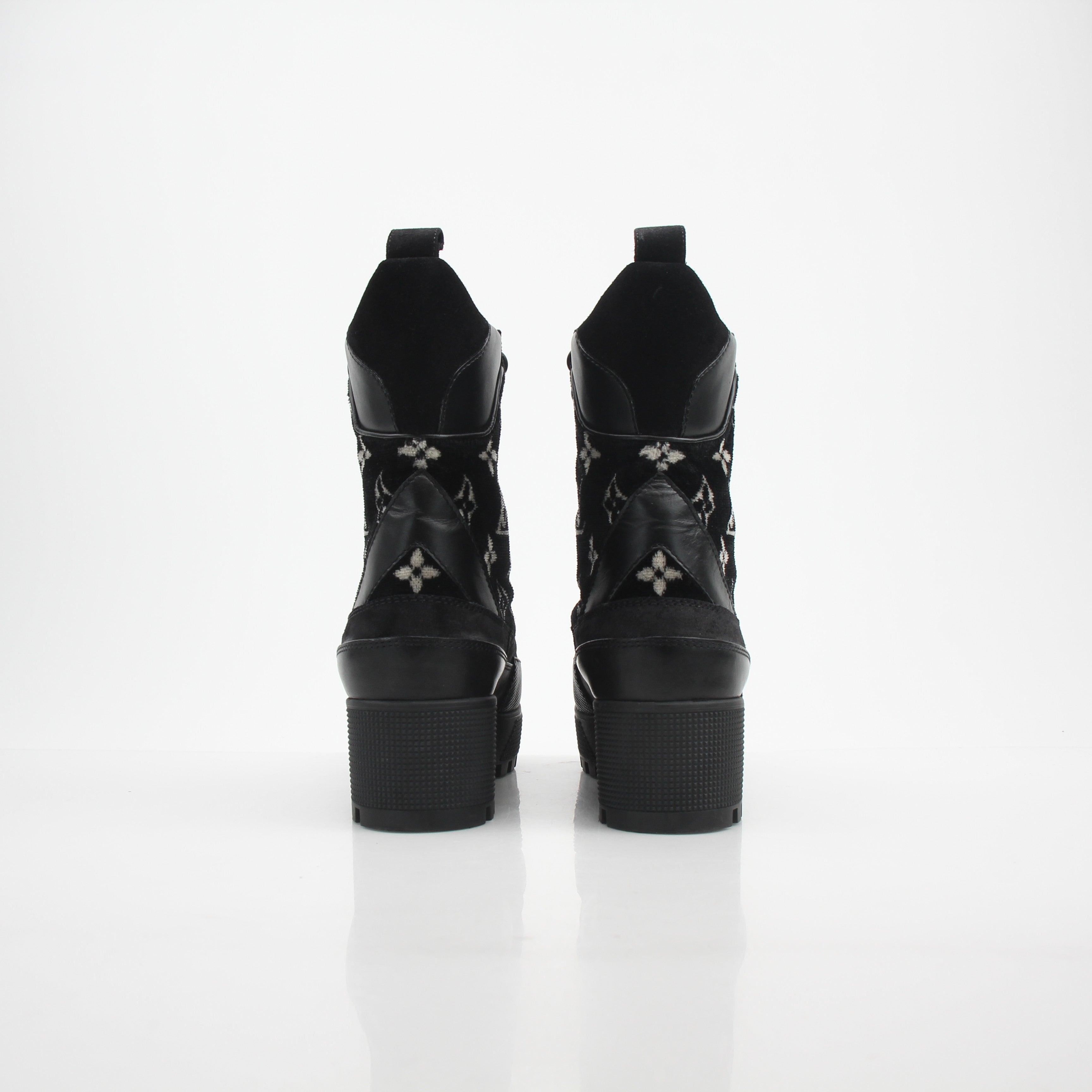 Louis Vuitton Women’s Monogram Velvet Laureate Platform Desert Boots