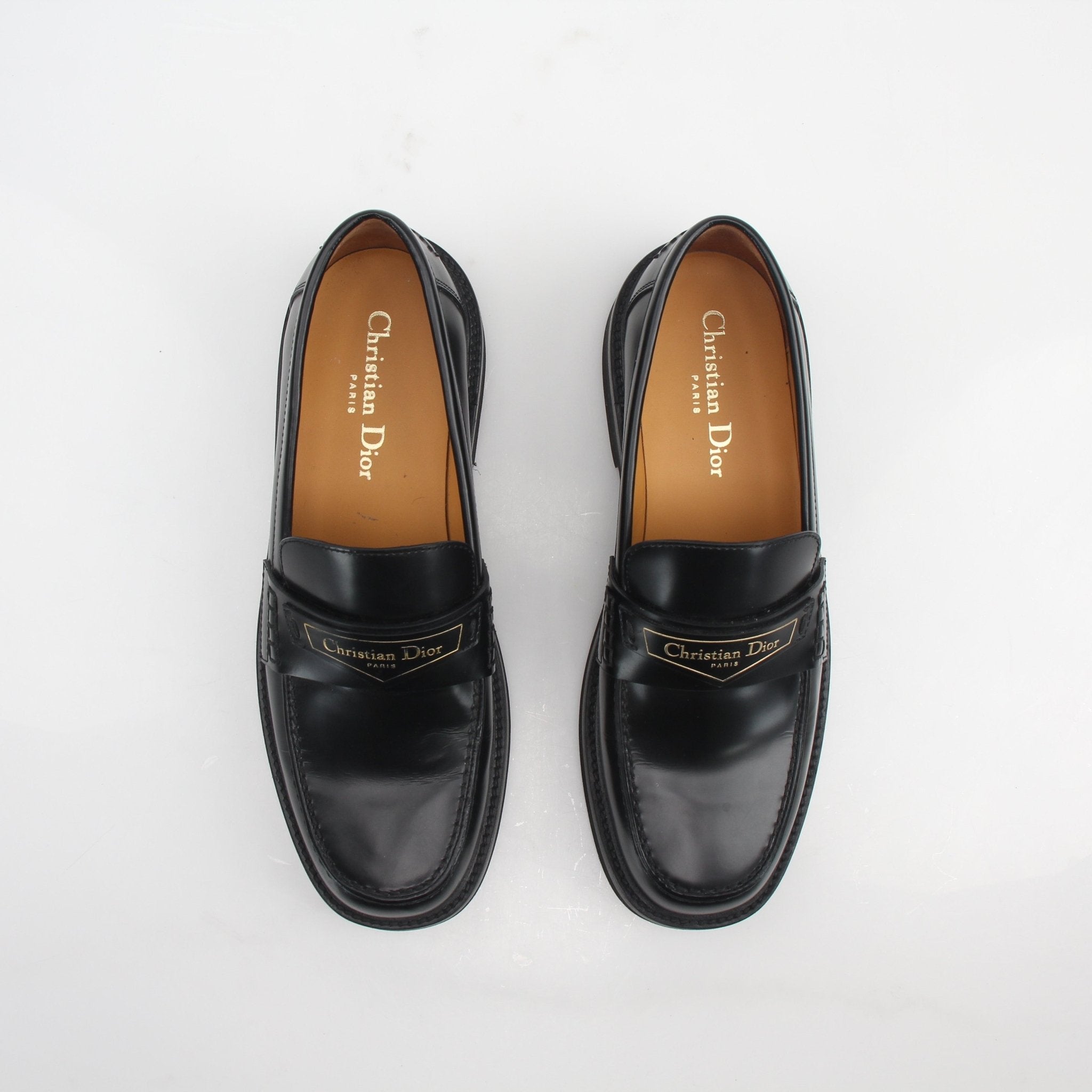 Christian Dior Women’s Dior Boy brushed calfskin loafers, stylish slip-on shoes with a sleek finish and elegant design.