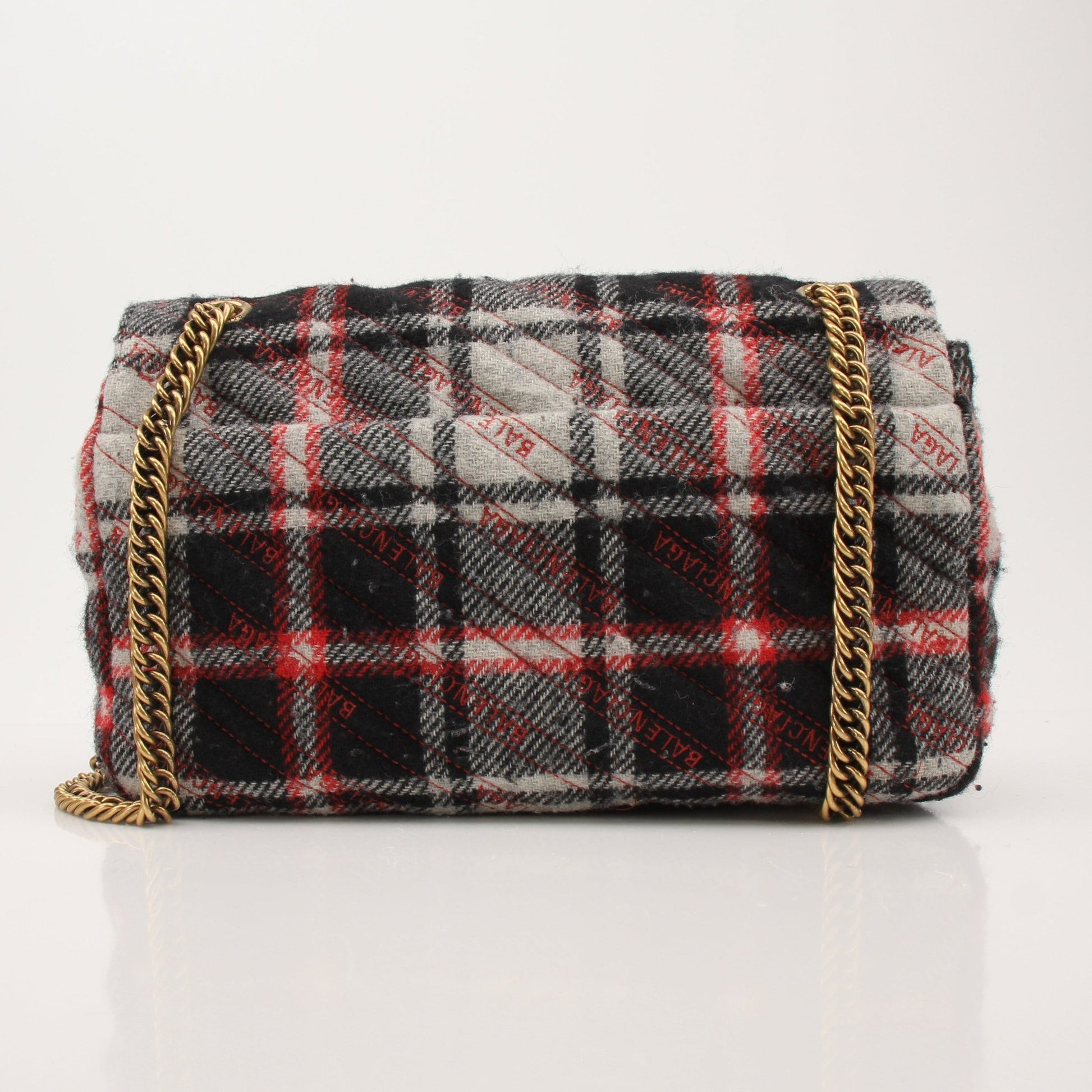 Gold & Beyond Balenciaga BB Chain Bag handbag with gold chain strap and signature logo, stylish and luxurious accessory.