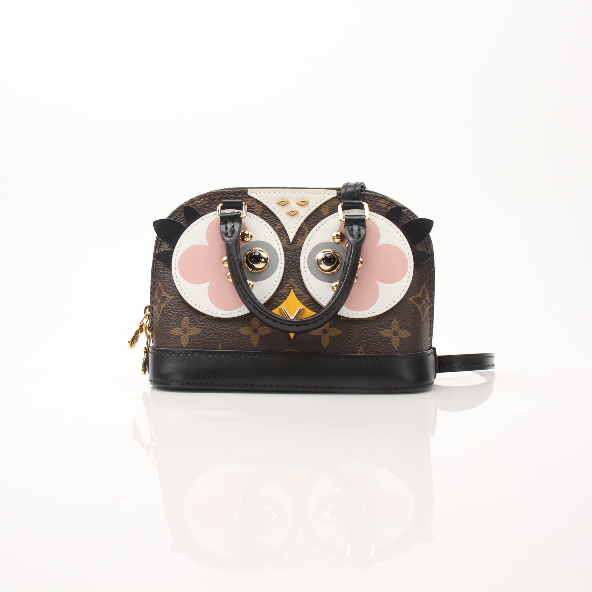 Louis Vuitton Lovely Birds Nano Alma handbag with colorful bird embroidery and gold hardware, compact and stylish accessory.