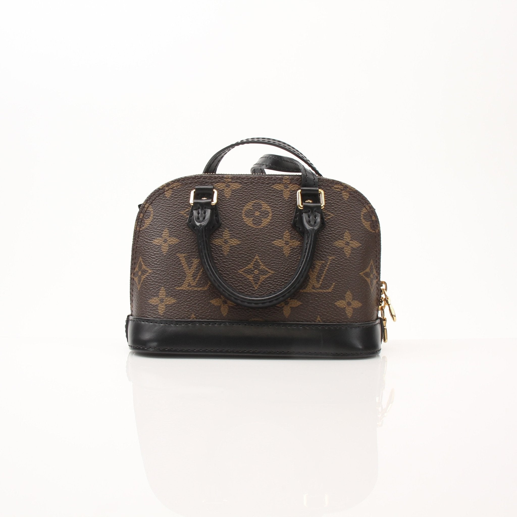 Louis Vuitton Lovely Birds Nano Alma handbag with colorful bird print and gold hardware, stylishly displayed on a plain background.