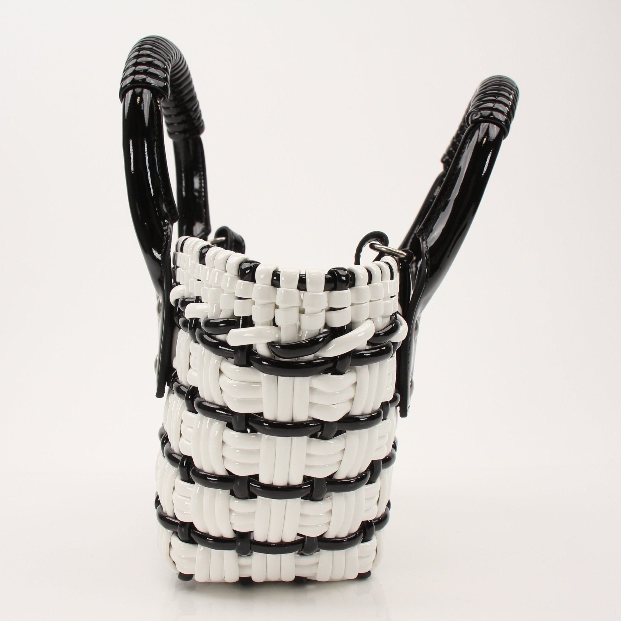 Balenciaga Bistro Basket handbag with woven leather design and top handle, stylish and luxurious accessory.