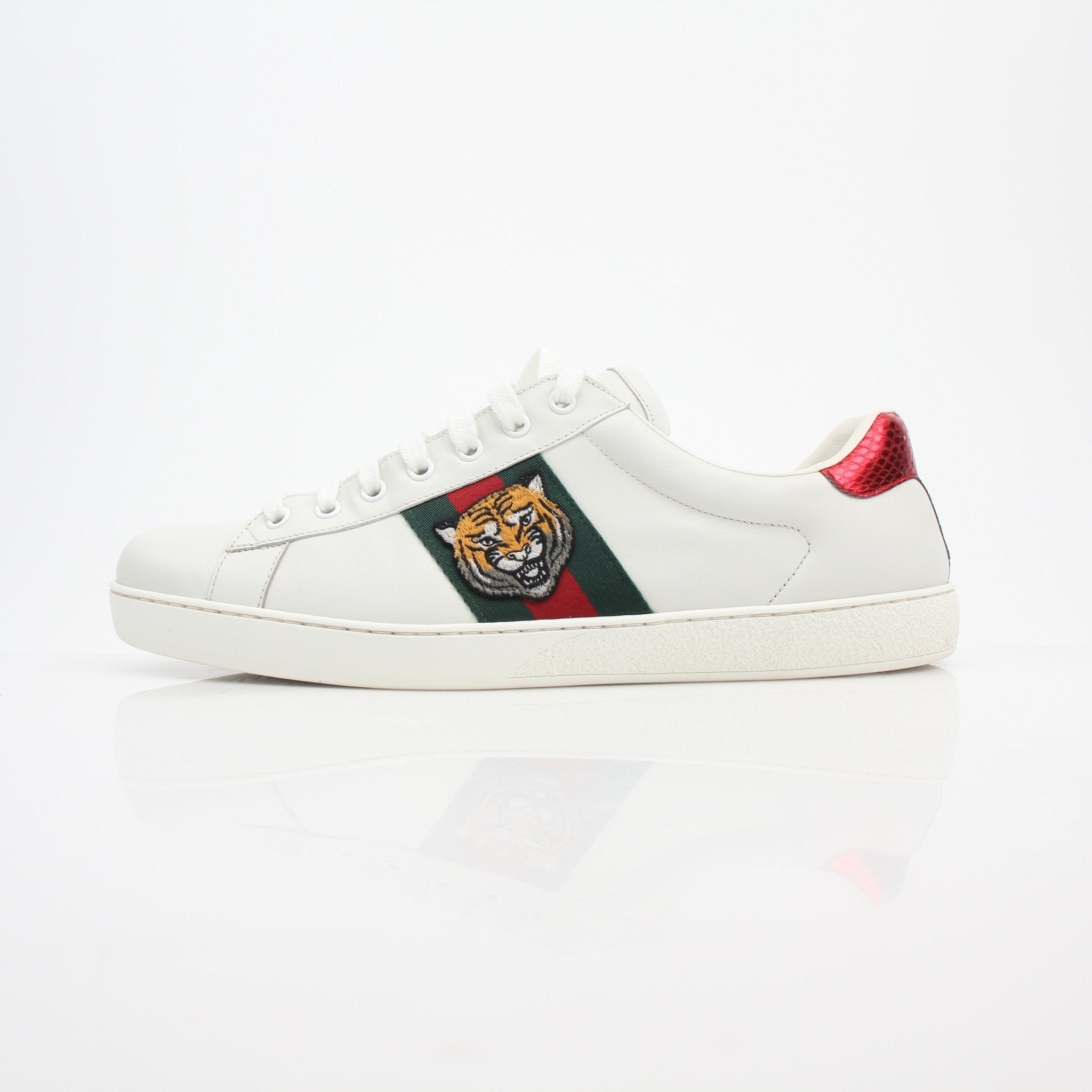 Gucci Ace King Snake Embroidered Leather Sneakers