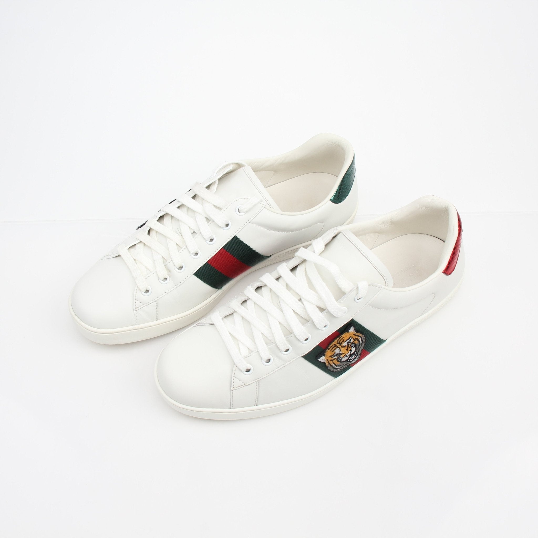 Gucci Ace King Snake Embroidered Leather Sneakers