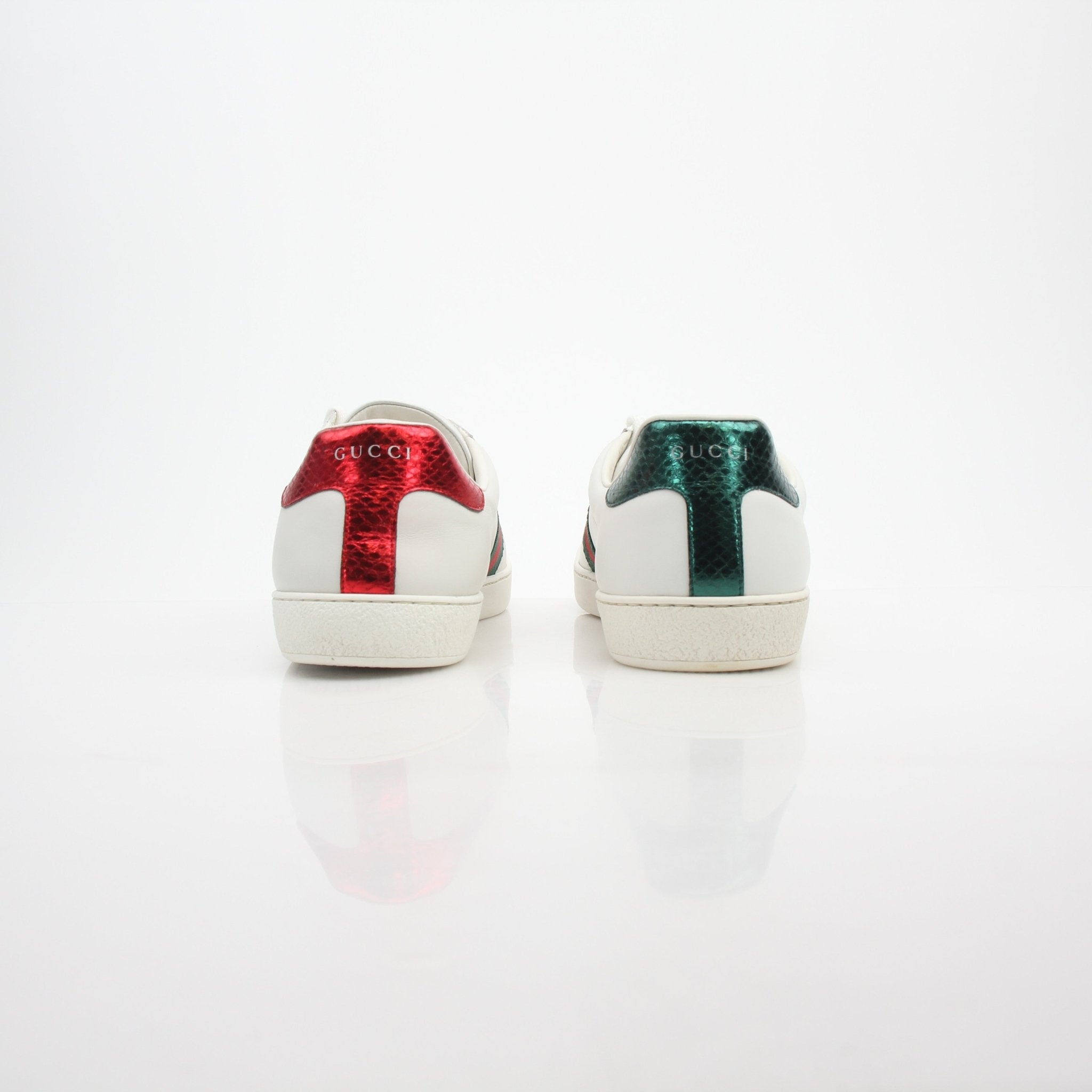 Gucci Ace King Snake Embroidered Leather Sneakers