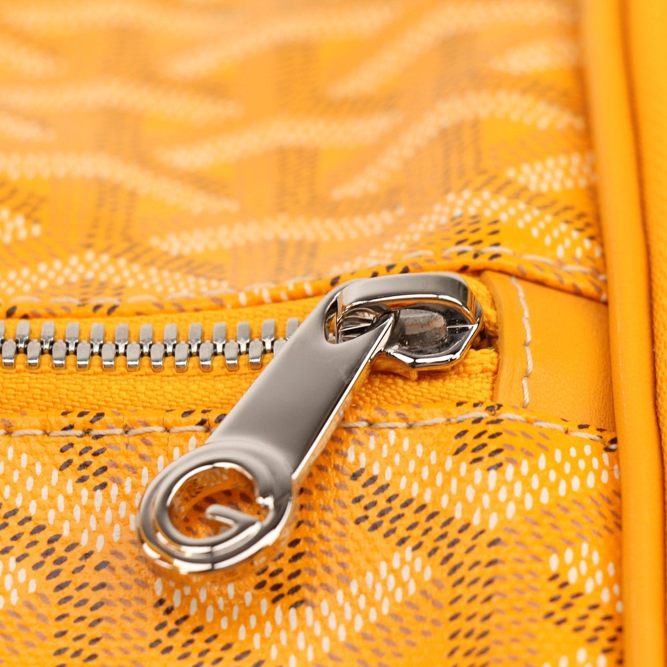 Gold & Beyond Goyard Voltiguer dog carrier travel bag with handle and fabric details, designed for pet comfort and stylish travel.