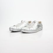 Gucci Metallic Silver Ace Low-Top Sneakers