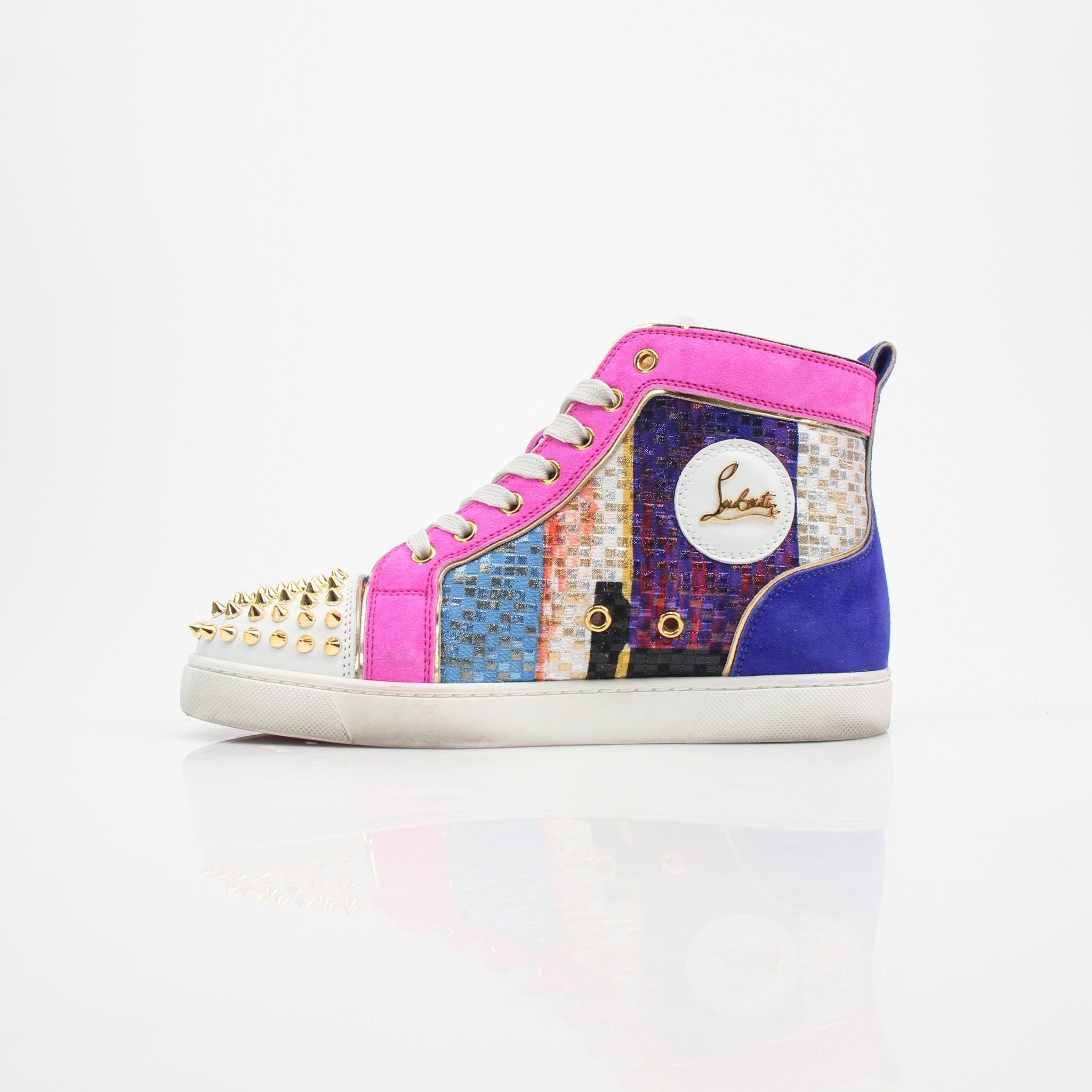 Christian Louboutin Women’s Louis Orlato Flat Spikes High-Top Sneakers