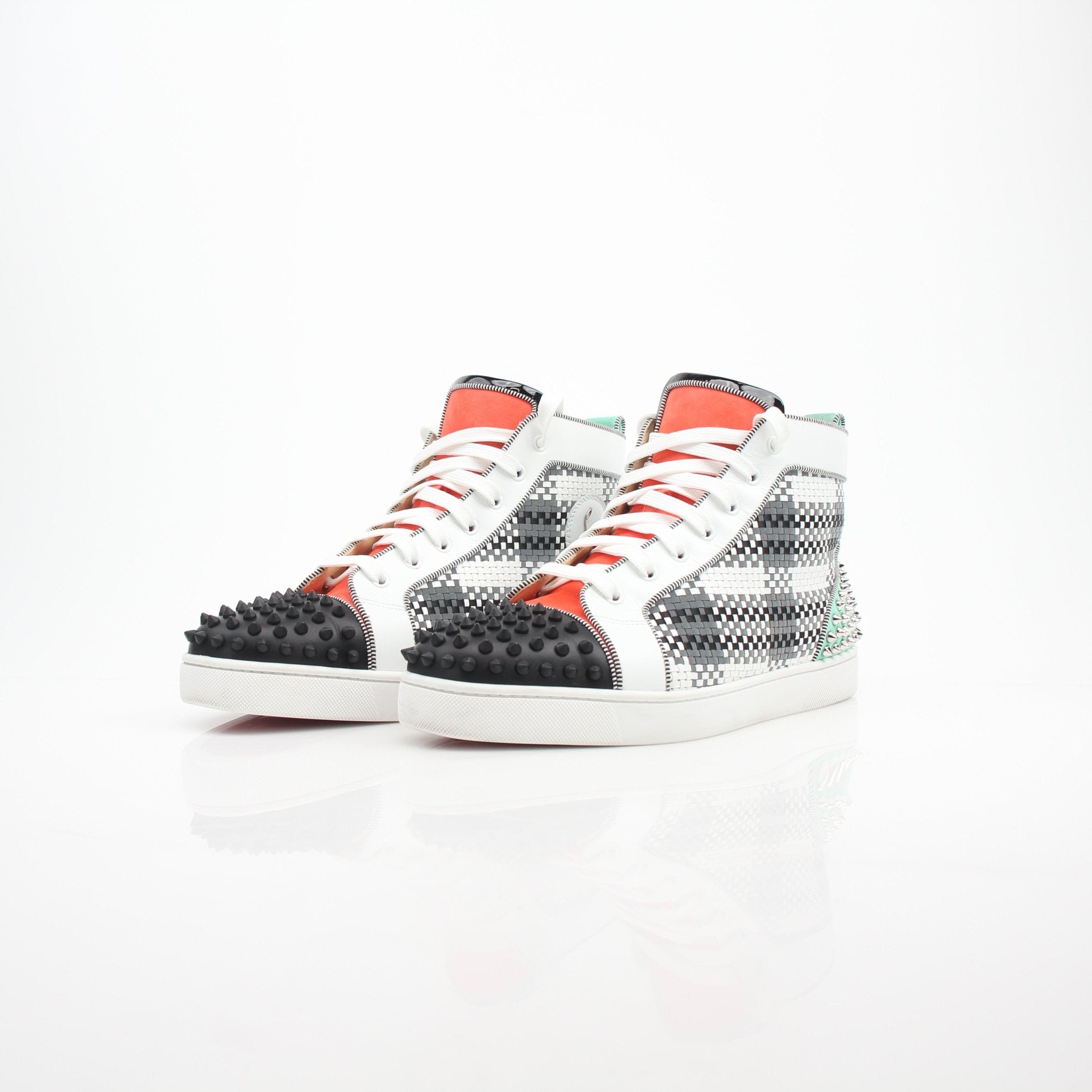 Christian Louboutin Men’s Louis Orlato Flat Spikes High-Top Sneakers