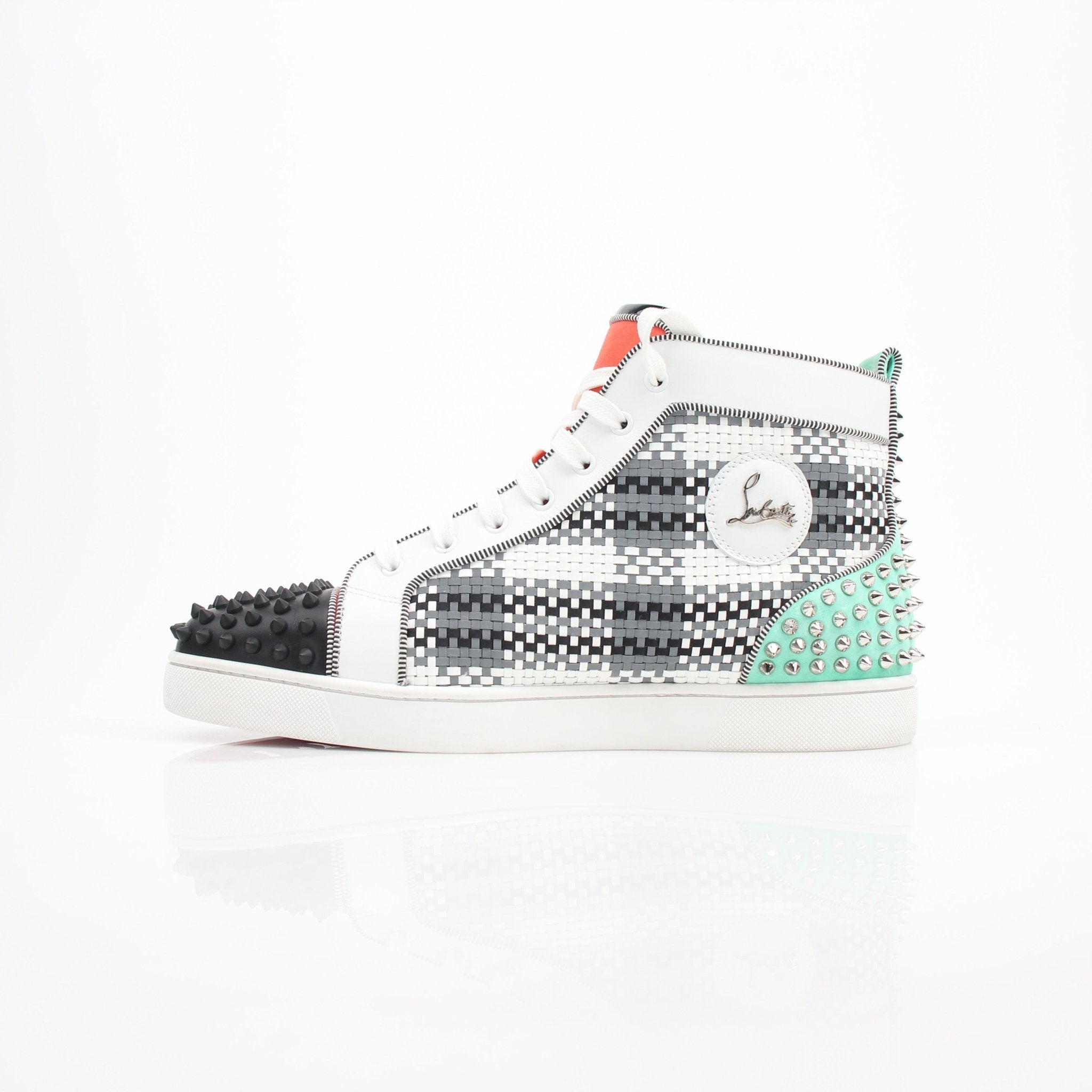 Christian Louboutin Men’s Louis Orlato Flat Spikes High-Top Sneakers