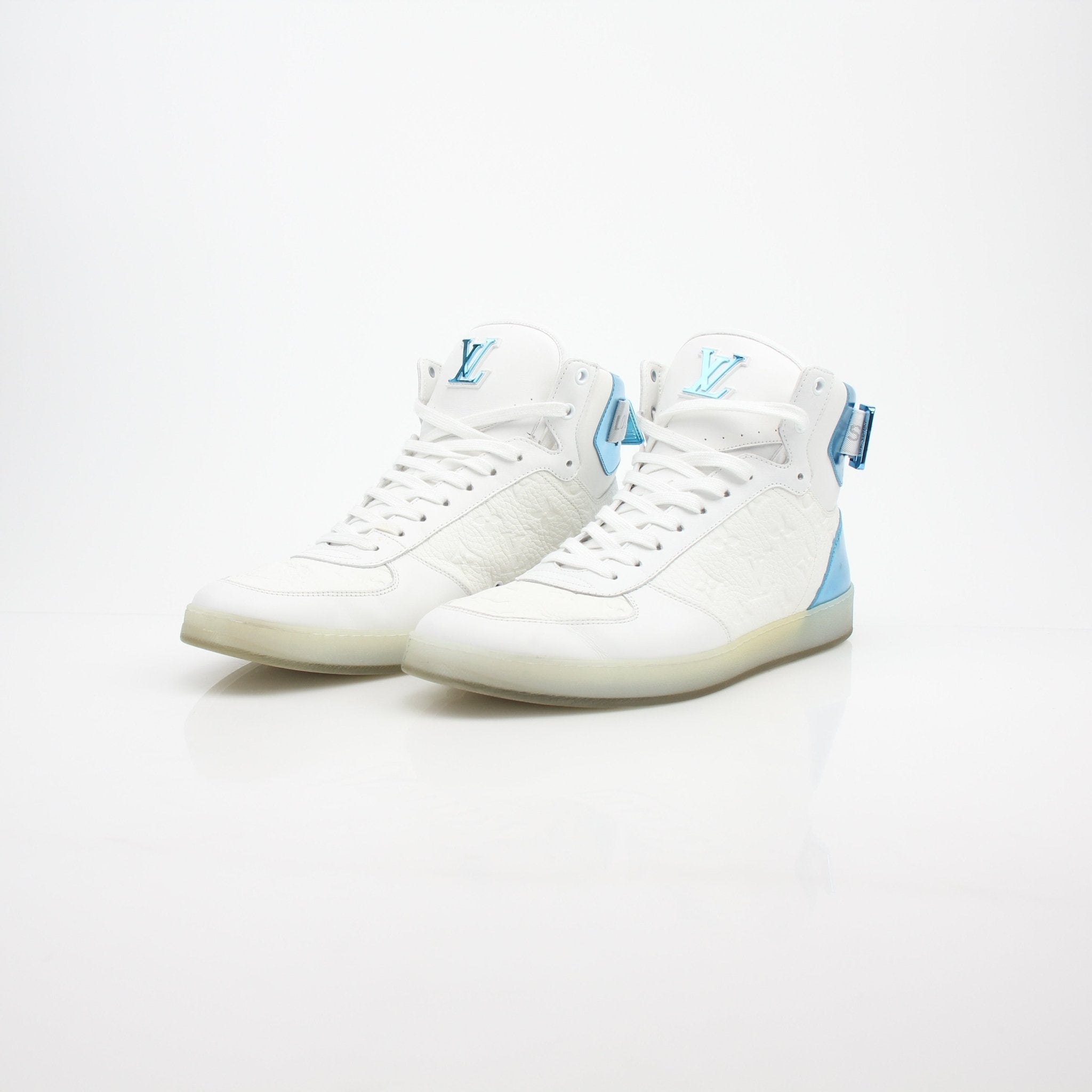 Louis Vuitton Men’s Rivoli Monogram Leather High-Top Sneakers