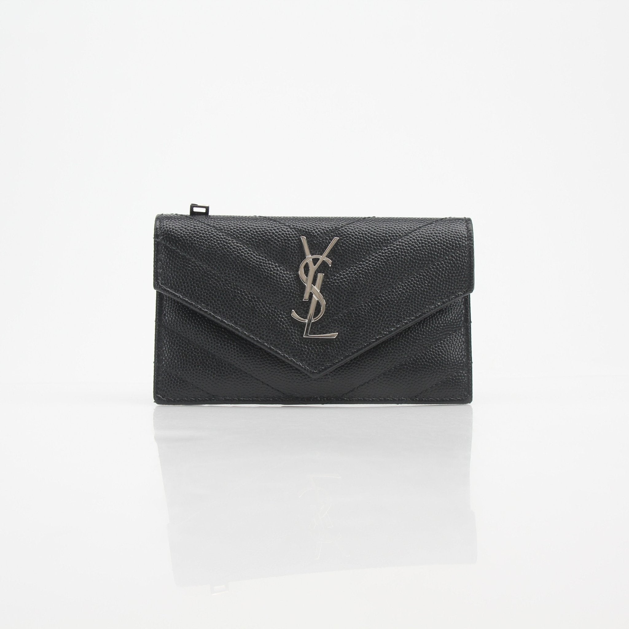 Saint Laurent Black Cassandre Matelassé Card Case